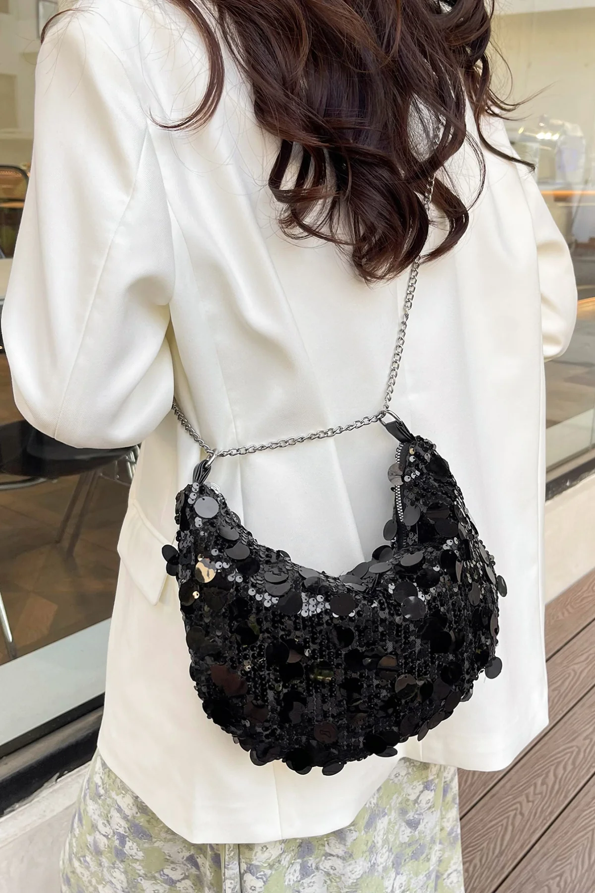 Sequin Chain Crossbody Bag - Image 4