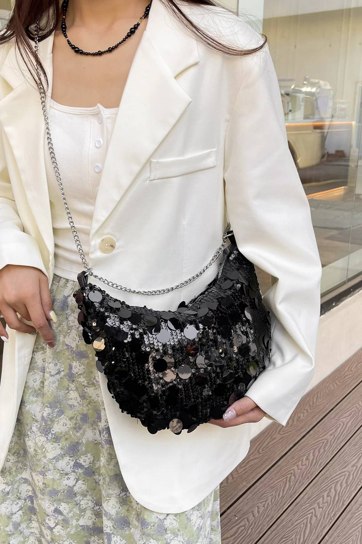 Sequin Chain Crossbody Bag - Image 6