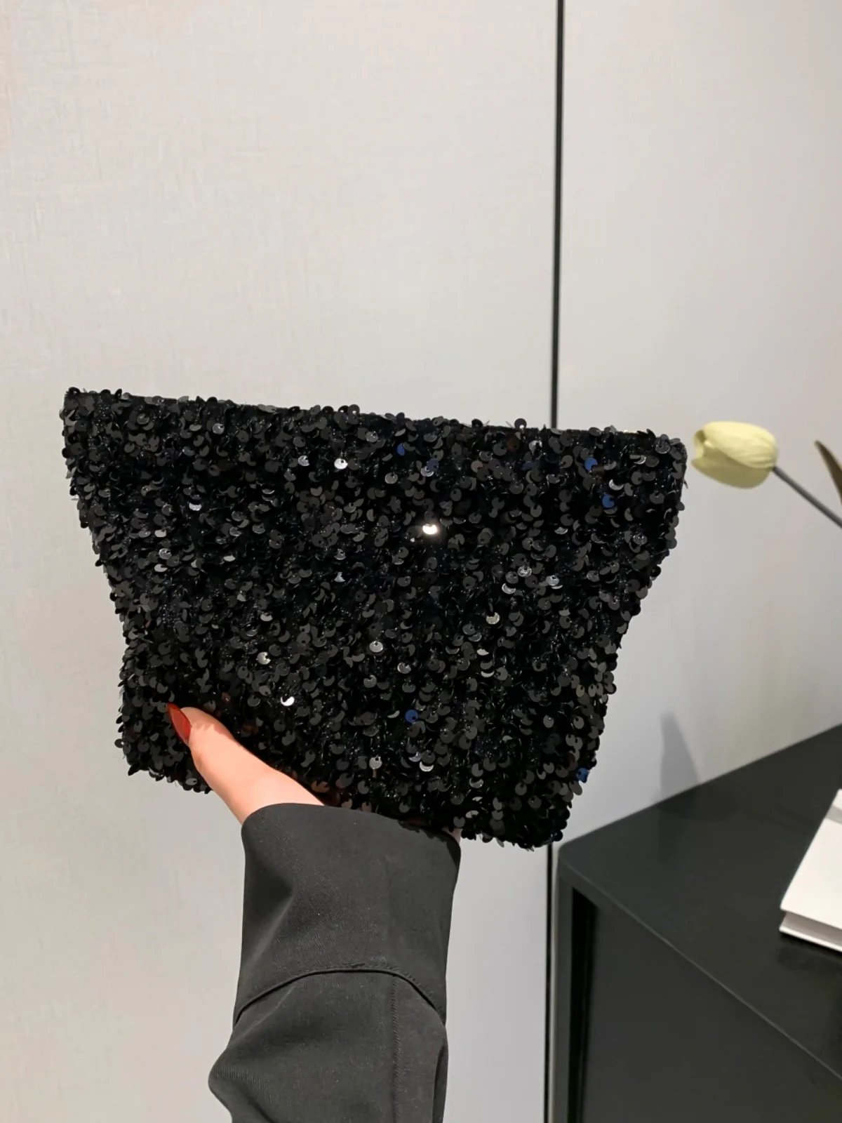 Sequin Clutch with Zipper - Image 11