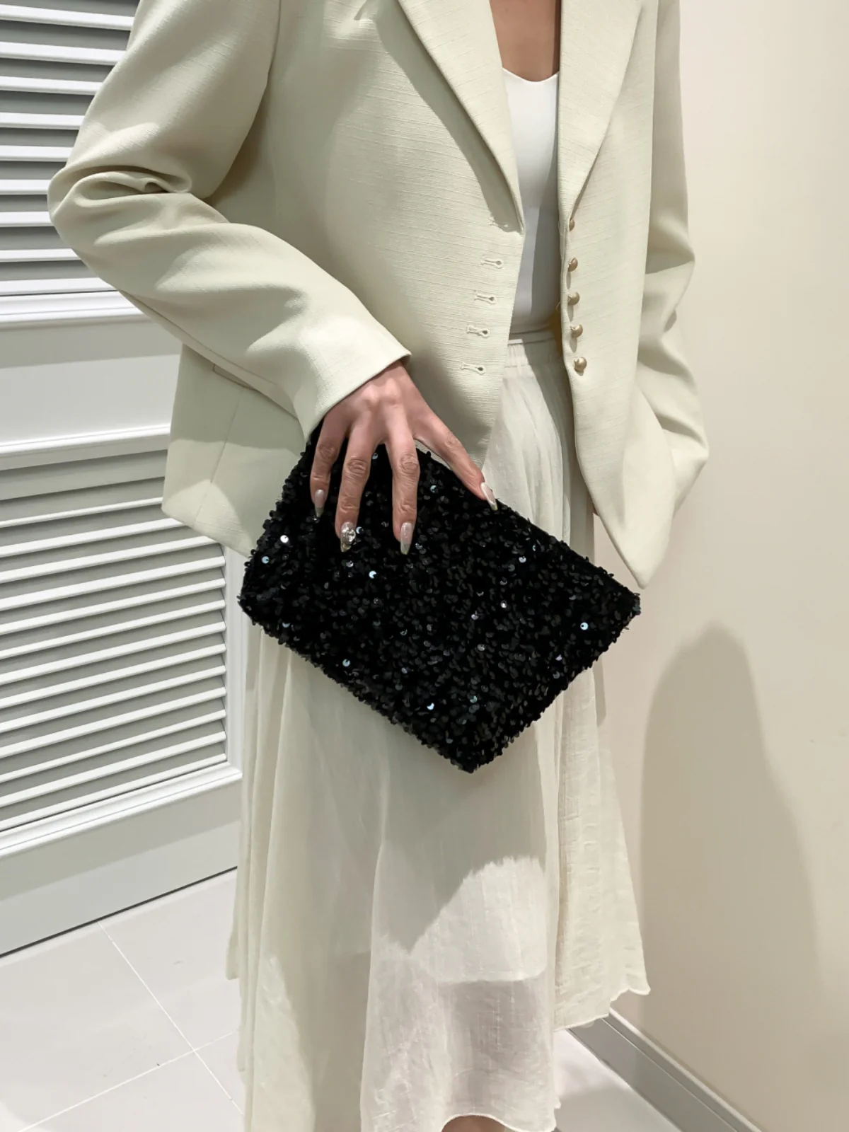 Sequin Clutch with Zipper - Image 13