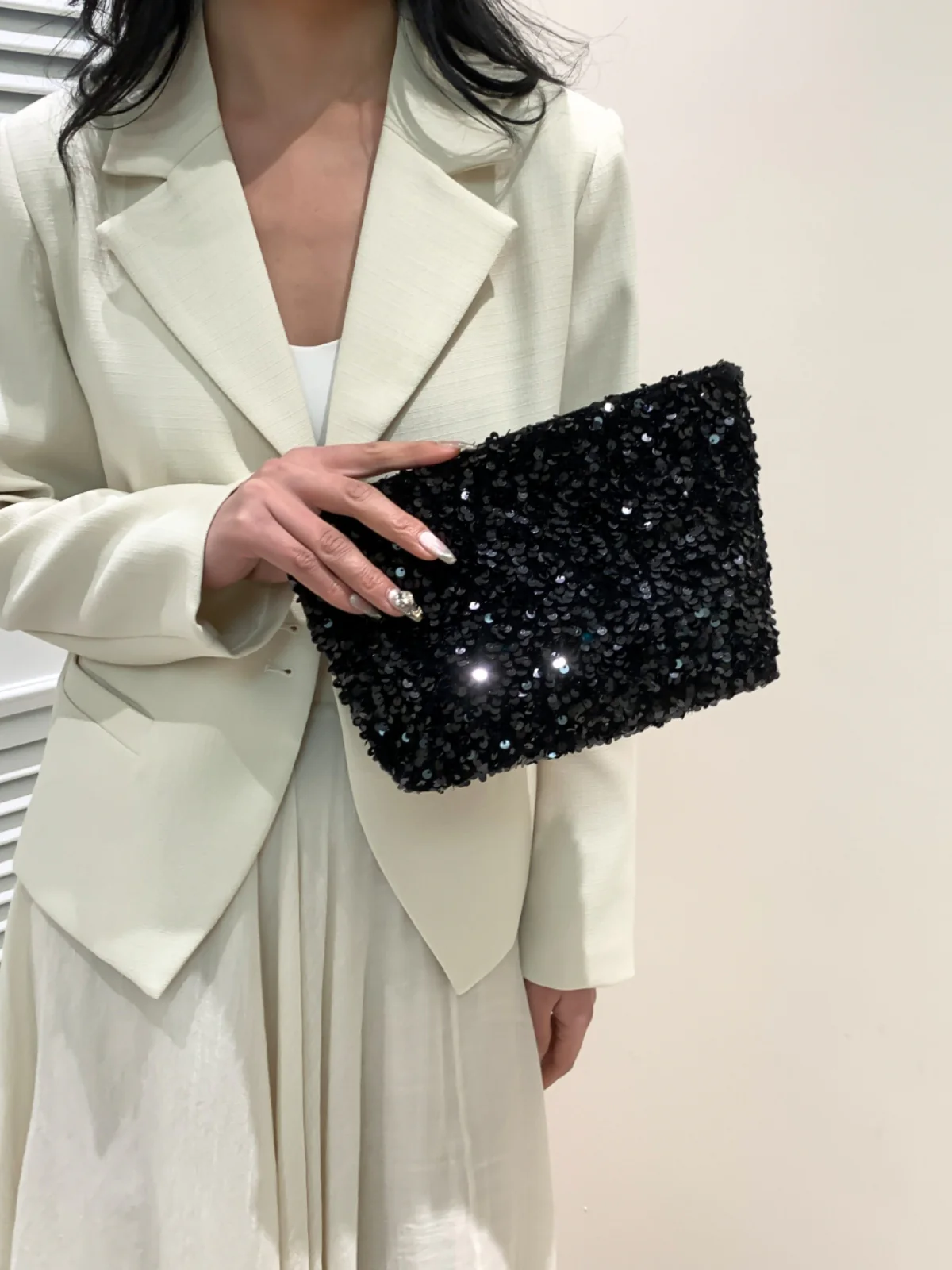 Sequin Clutch with Zipper - Image 14