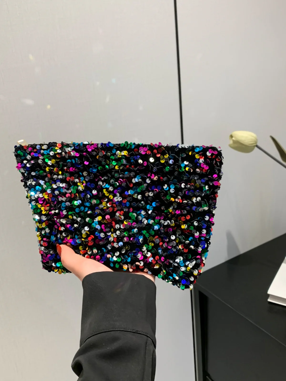 Sequin Clutch with Zipper - Image 18