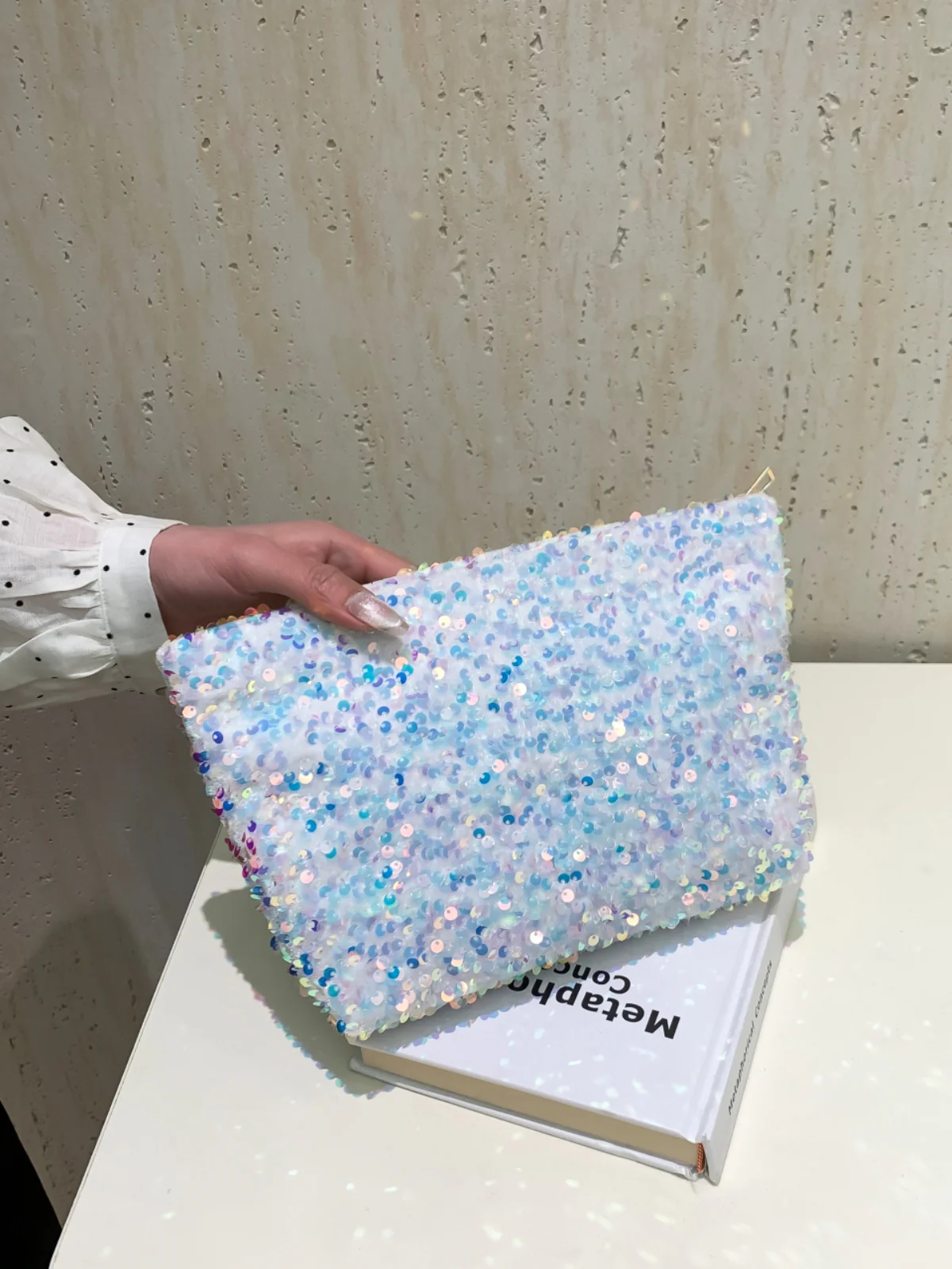 Sequin Clutch with Zipper - Image 4