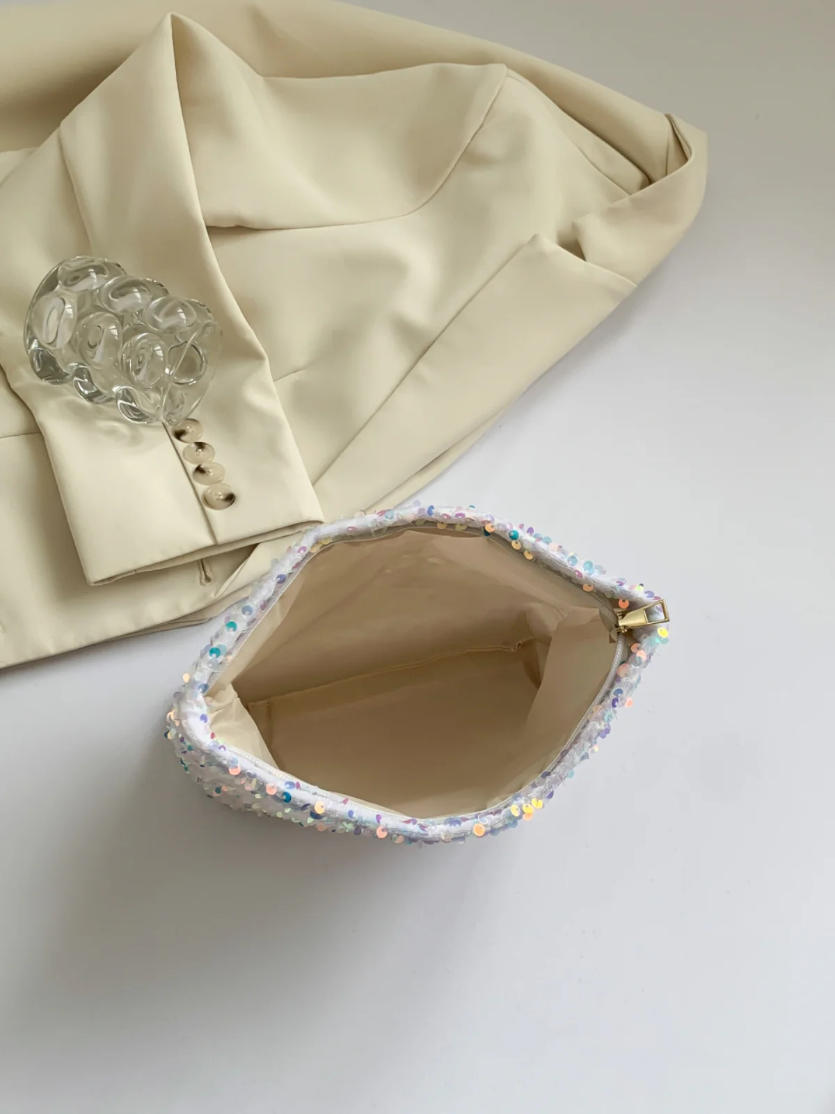 Sequin Clutch with Zipper - Image 7