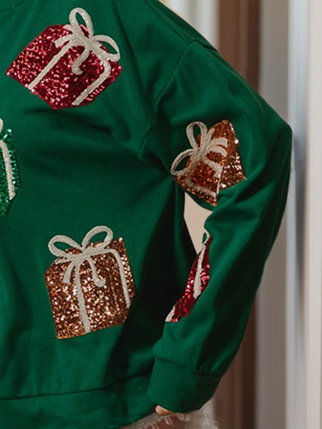 Sequin Gift Box Long Sleeve Sweatshirt - Image 3