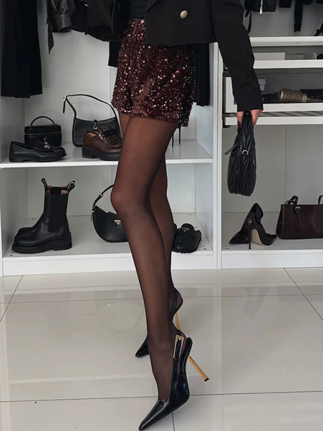 Sequin Mid Rise Shorts - Image 2
