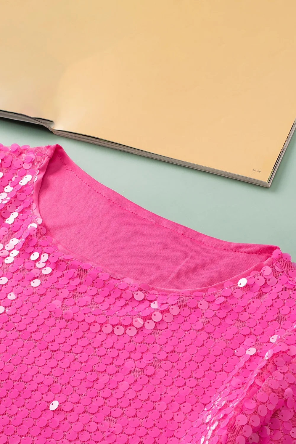 Sequin Round Neck Half Sleeve Blouse - Image 9