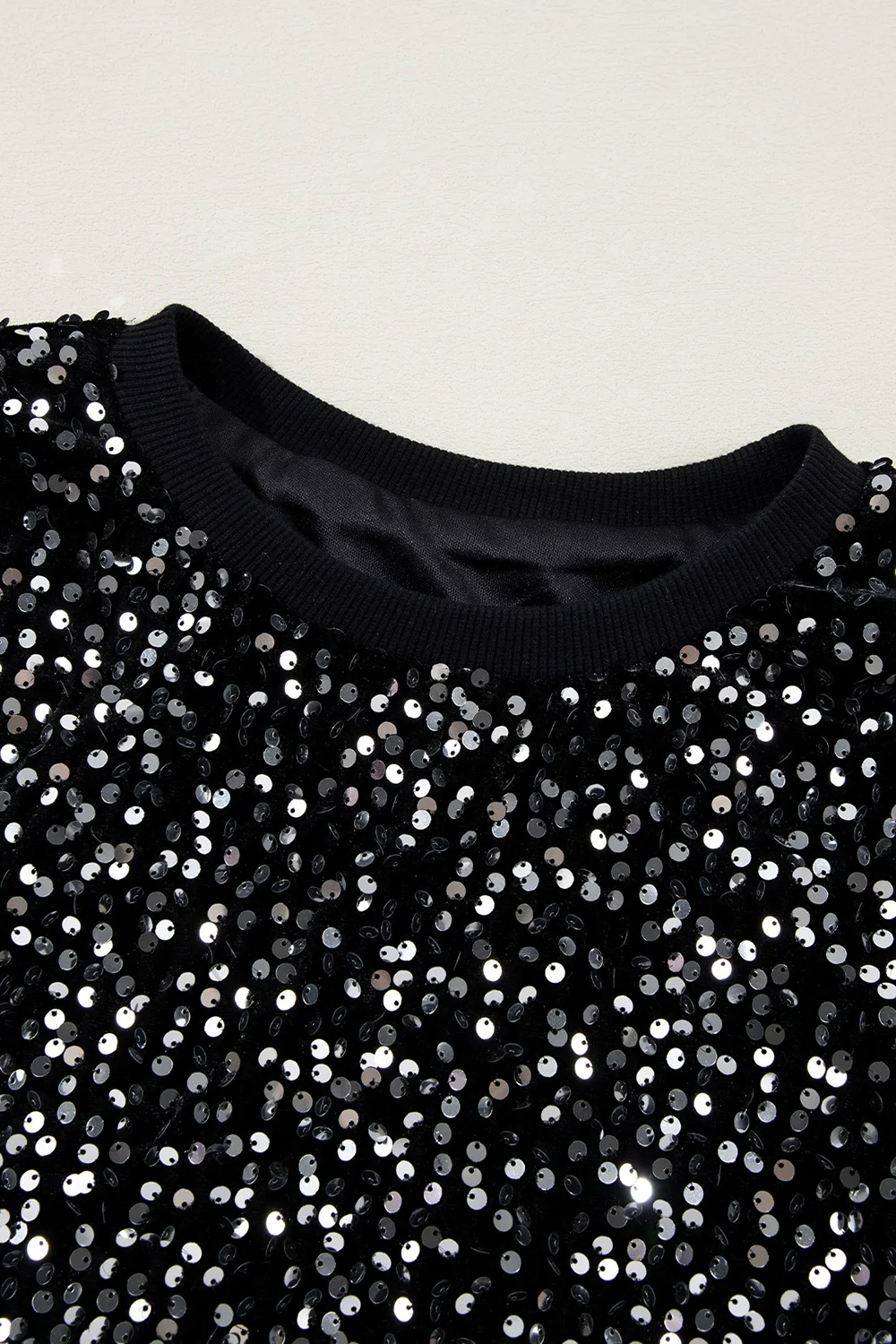 Sequin Round Neck Long Sleeve Blouse - Image 8