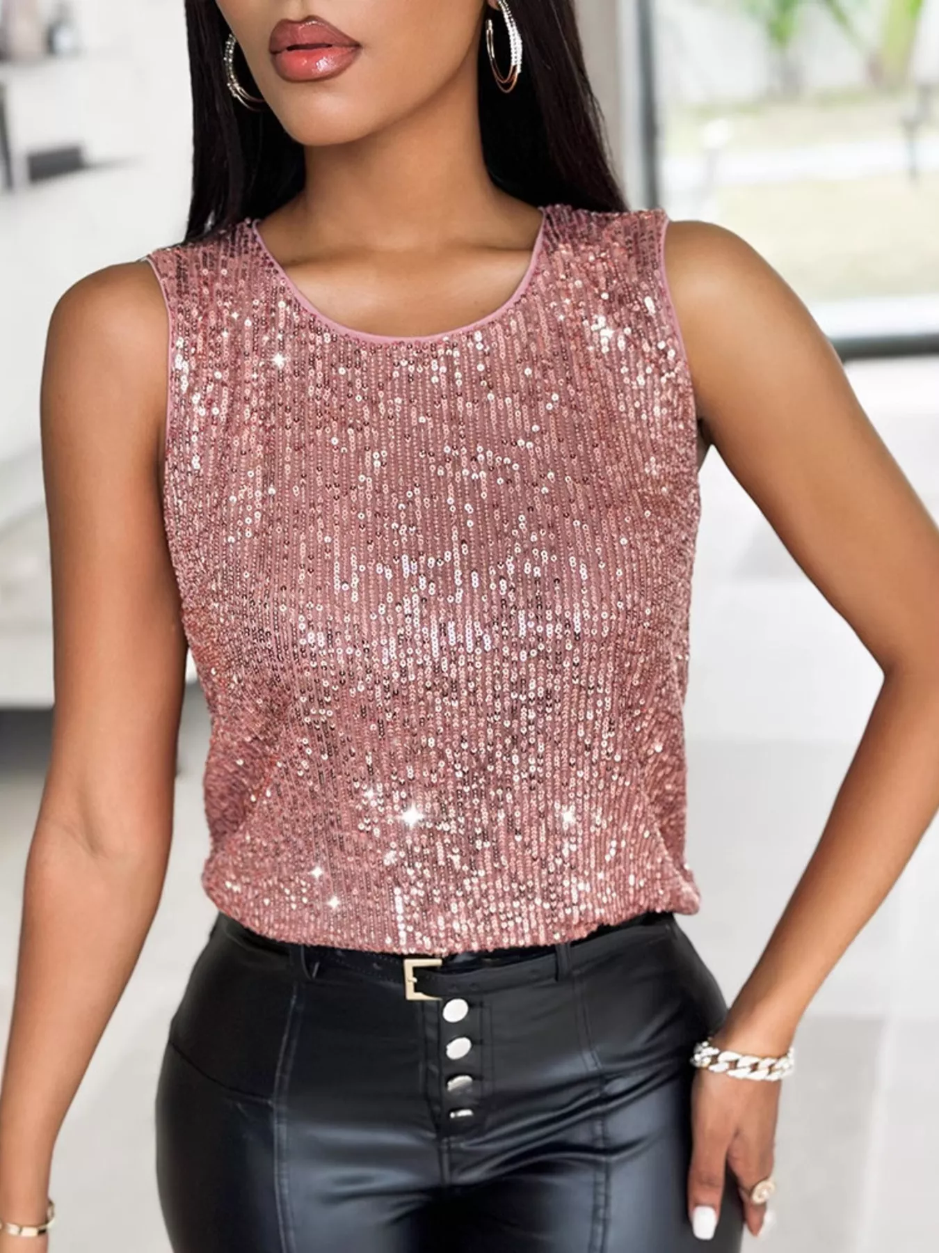 Sequin Round Neck Tank Top - Image 9