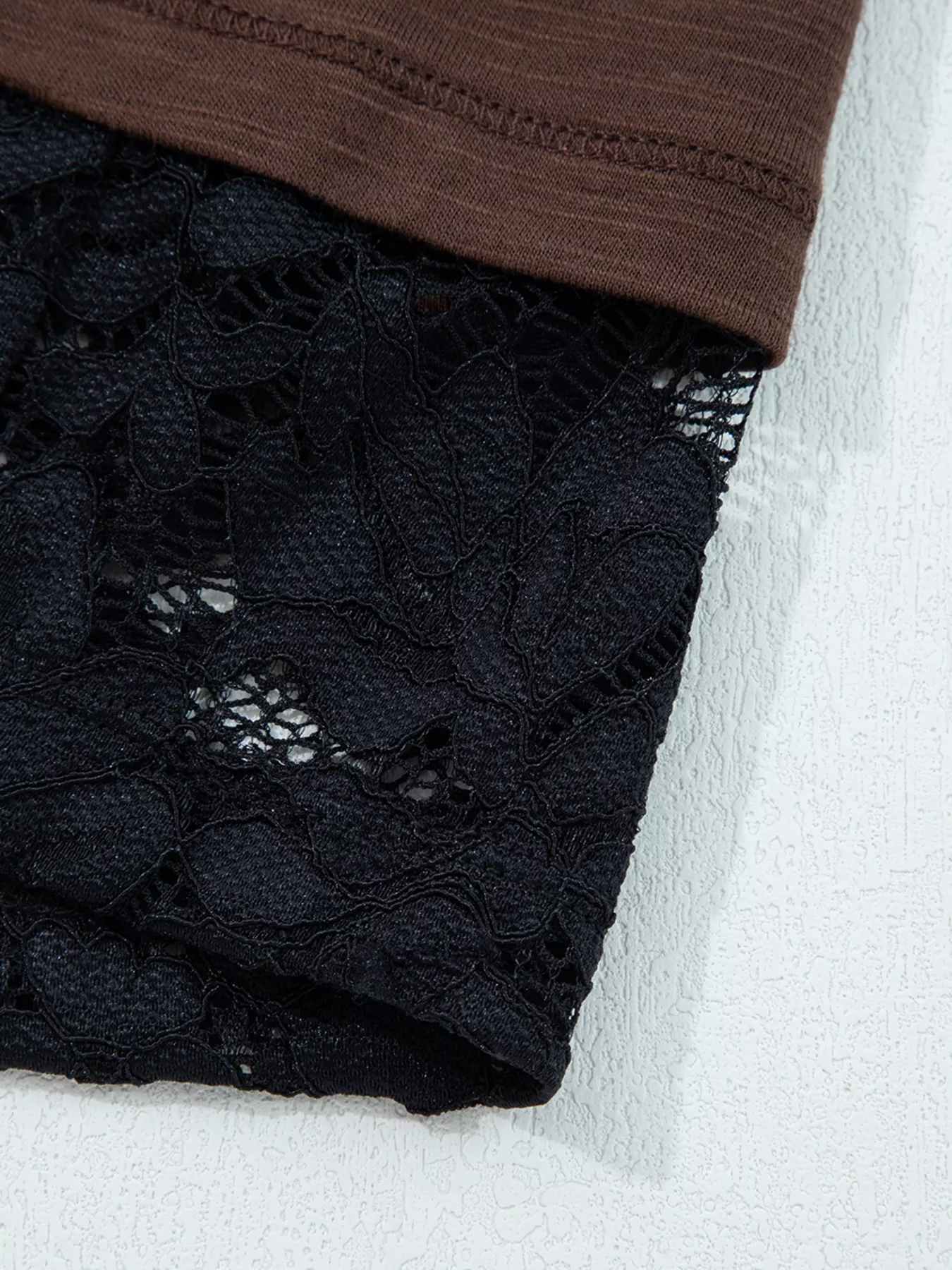 Sheer Lace Patchwork Casual Long Sleeve Top - Image 7