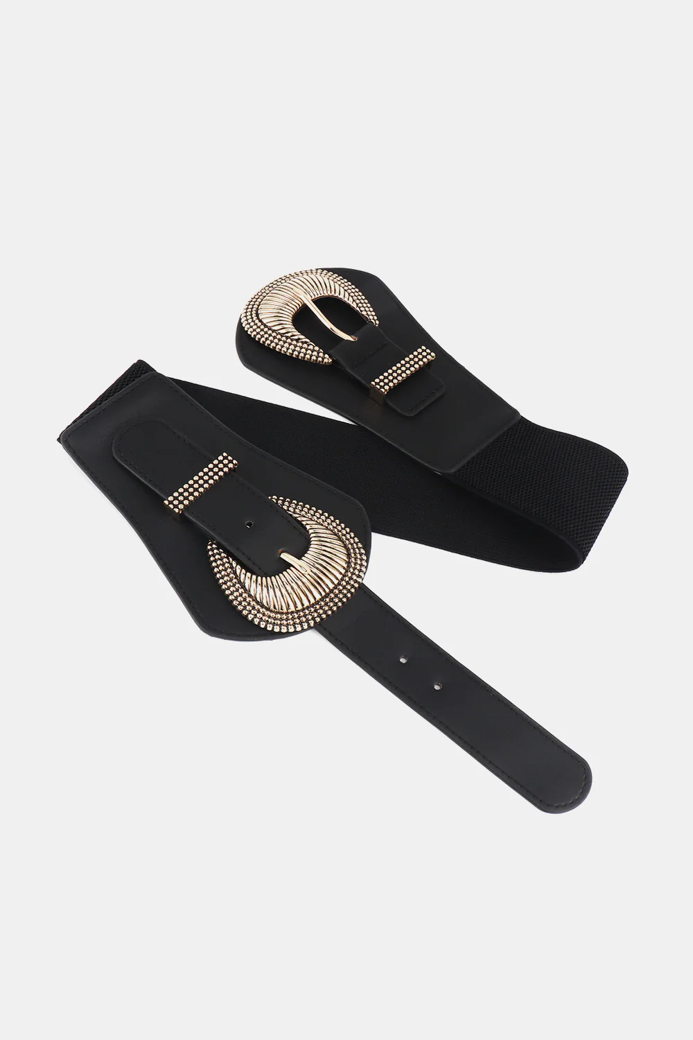 Shell Double Buckle Elastic Wide Belt - Image 4