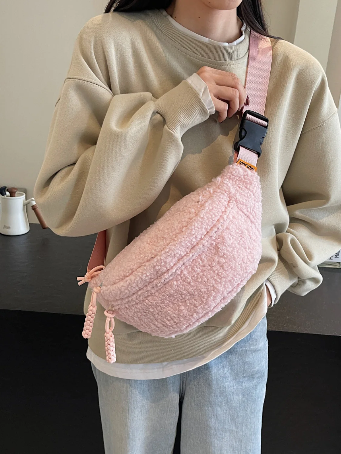 Sherpa Crossbody Bag with Adjustable Strap - Image 20