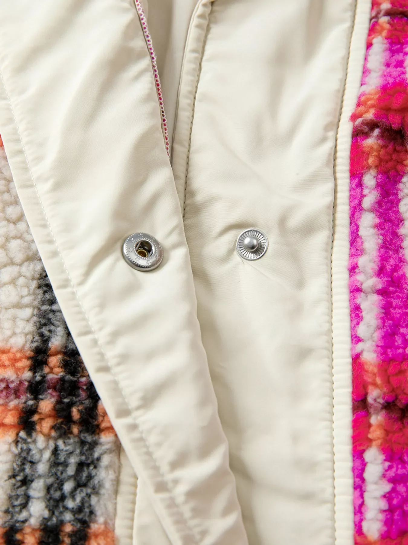 Sherpa Plaid Snap Down Vest Coat - Image 8