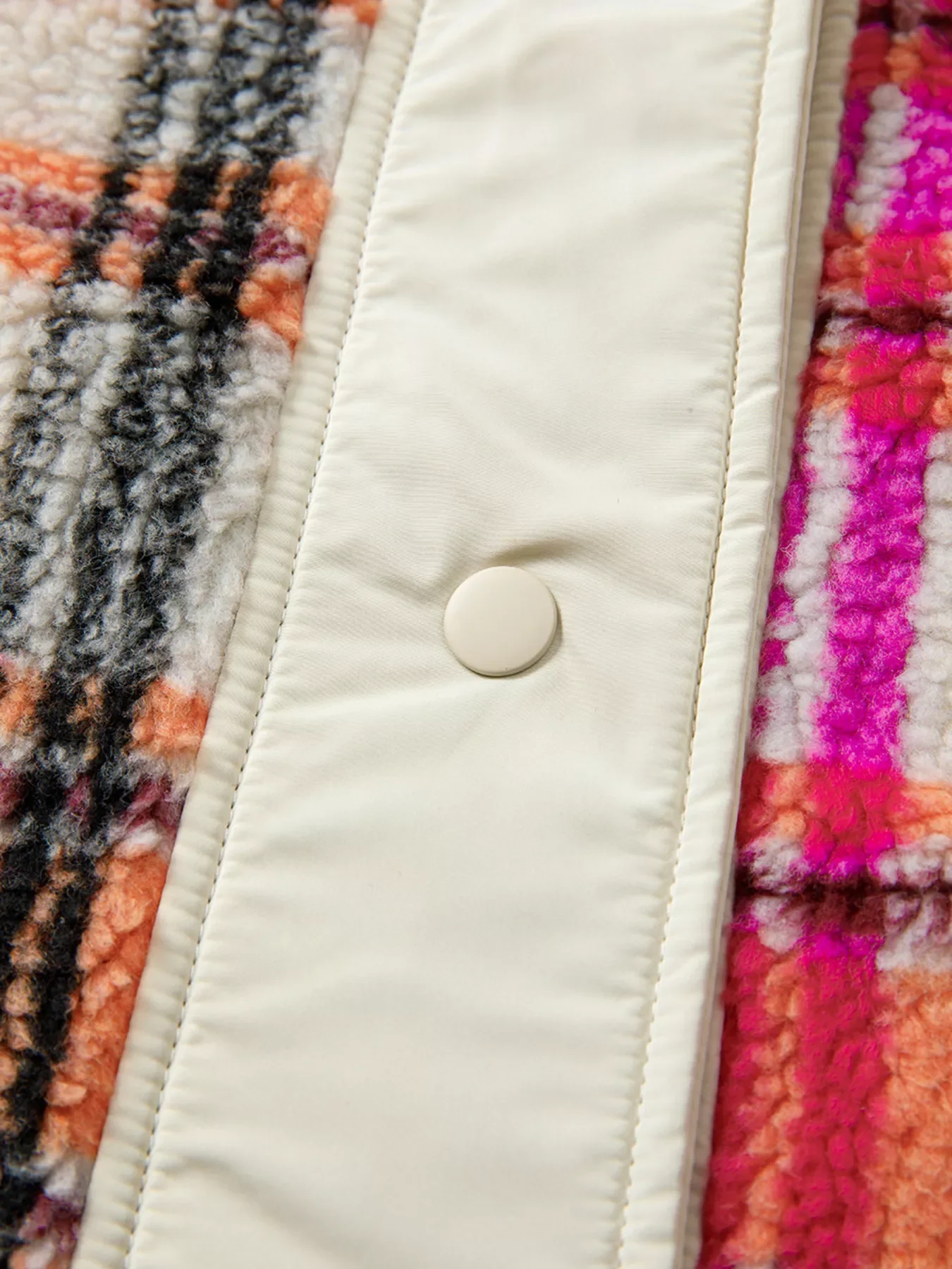 Sherpa Plaid Snap Down Vest Coat - Image 9
