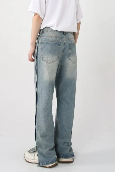 Side Slit Baggy Jeans with Pockets - Image 2