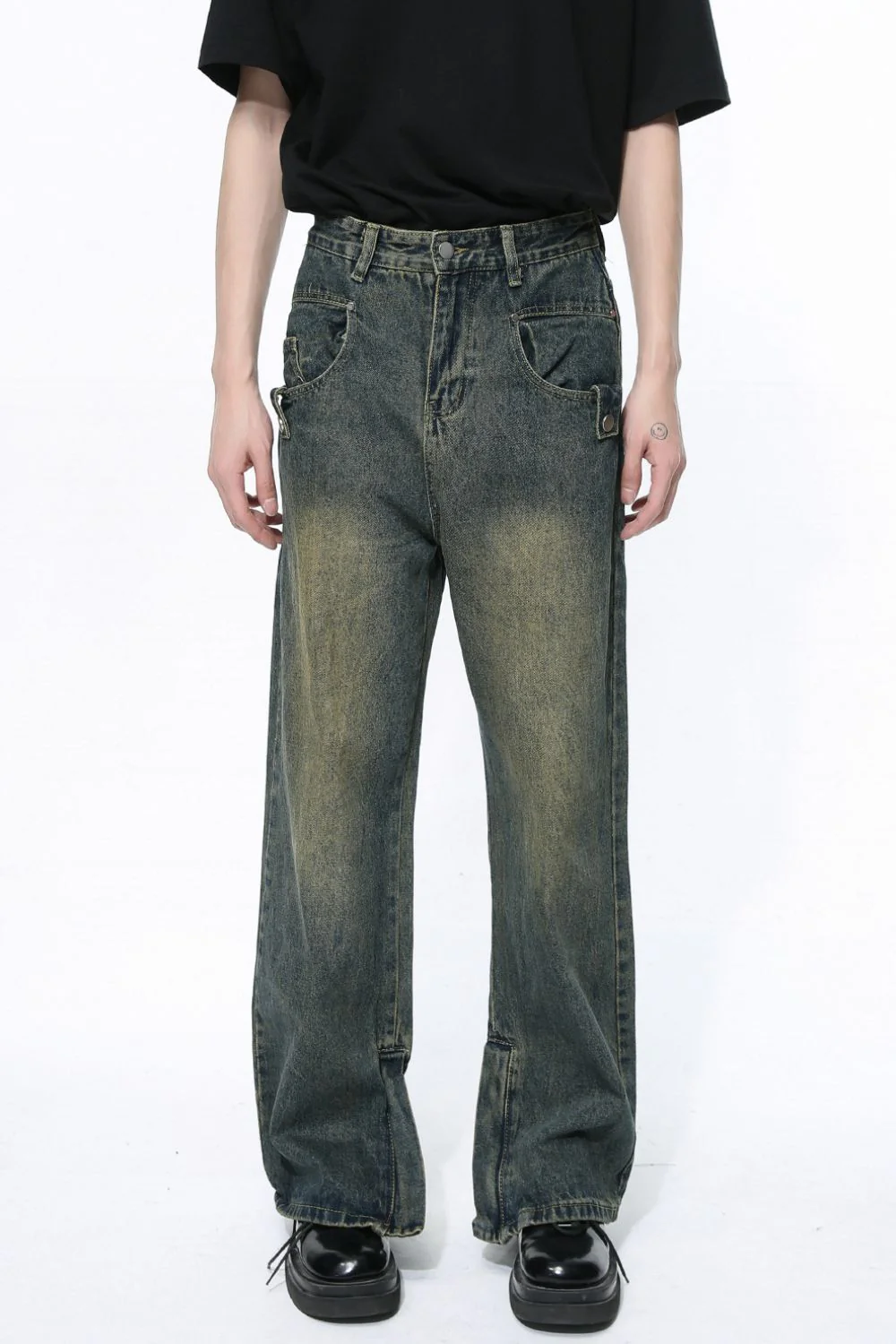 Side Slit Jeans with Pockets