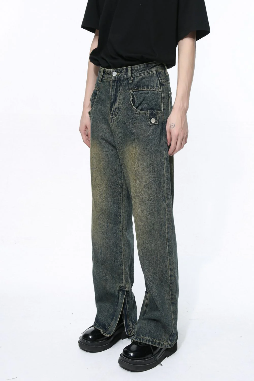 Side Slit Jeans with Pockets - Image 2