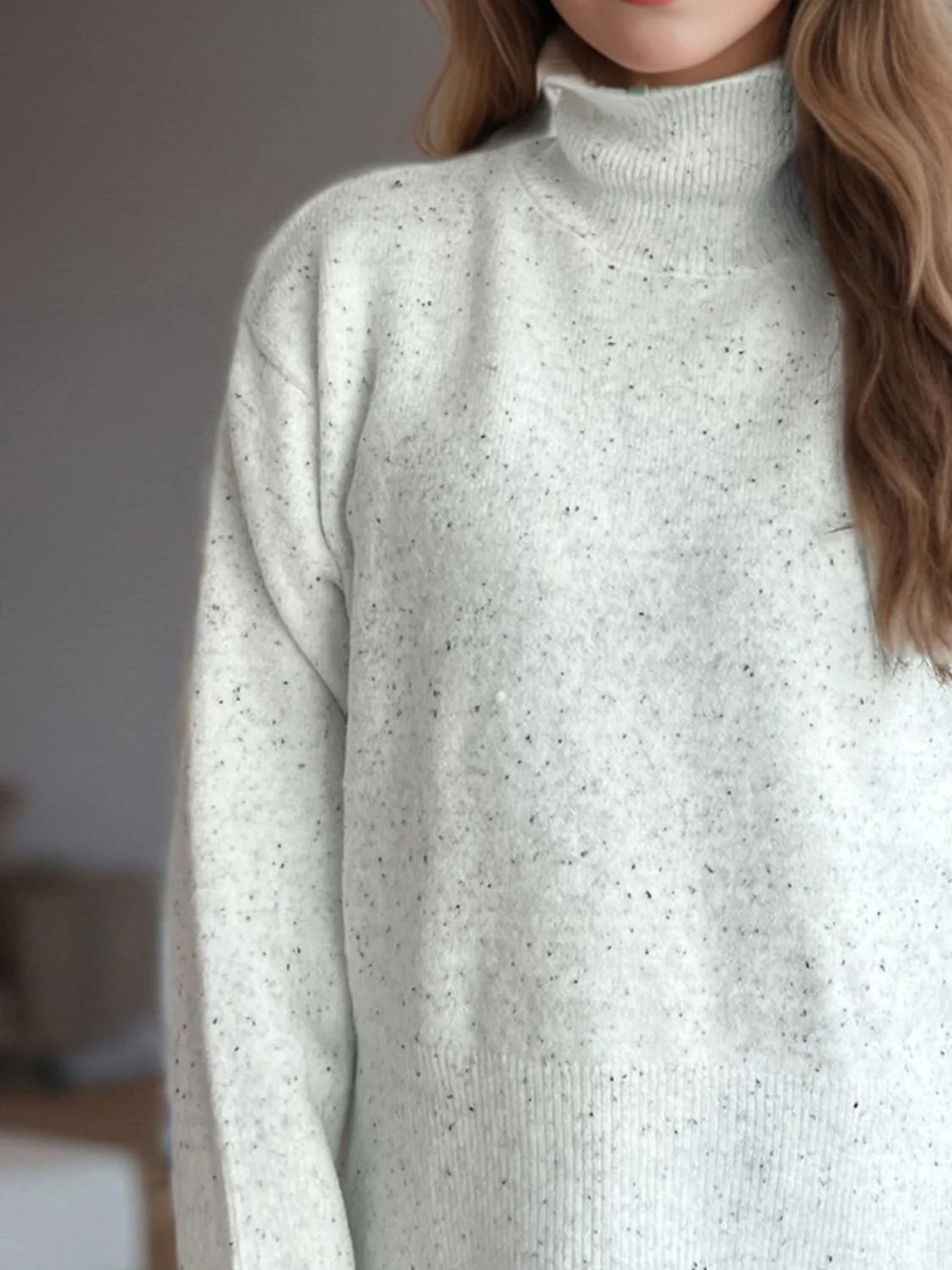 Side Slit Turtleneck Long Sleeve Sweater - Image 6