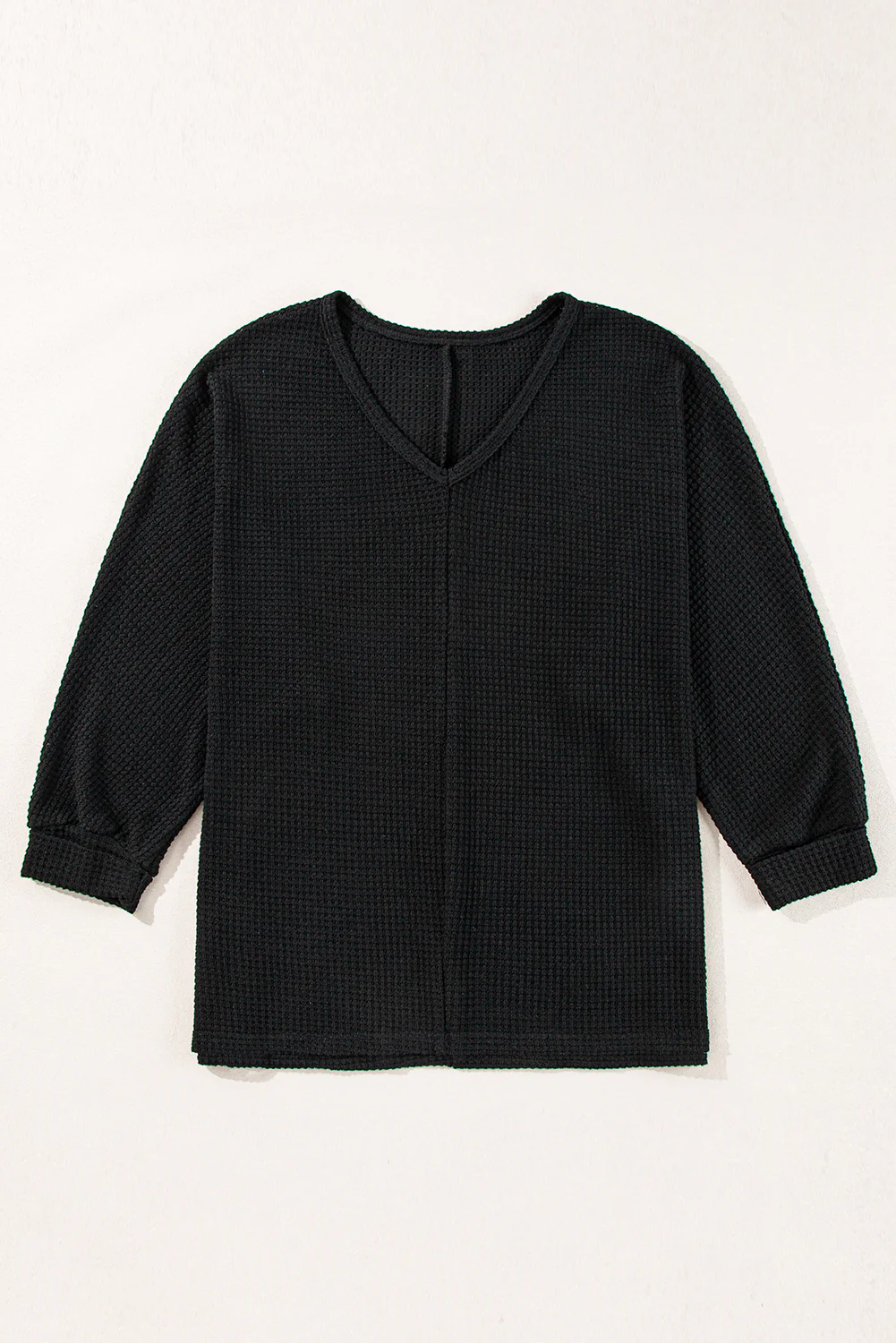 Side Slit V-Neck Long Sleeve Top - Image 14