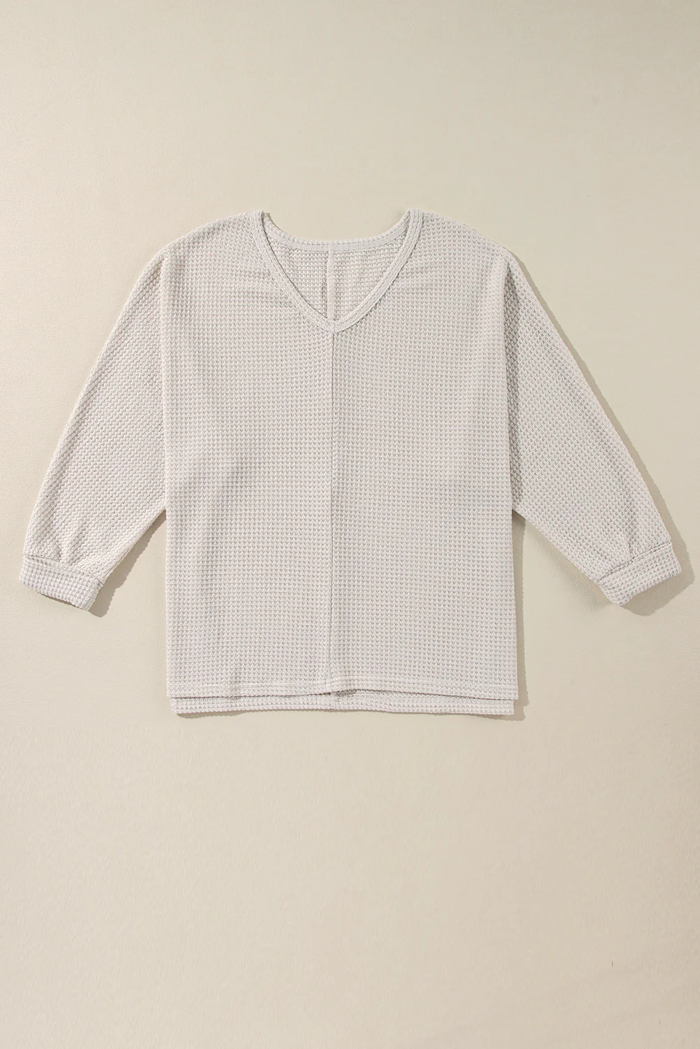 Side Slit V-Neck Long Sleeve Top - Image 23