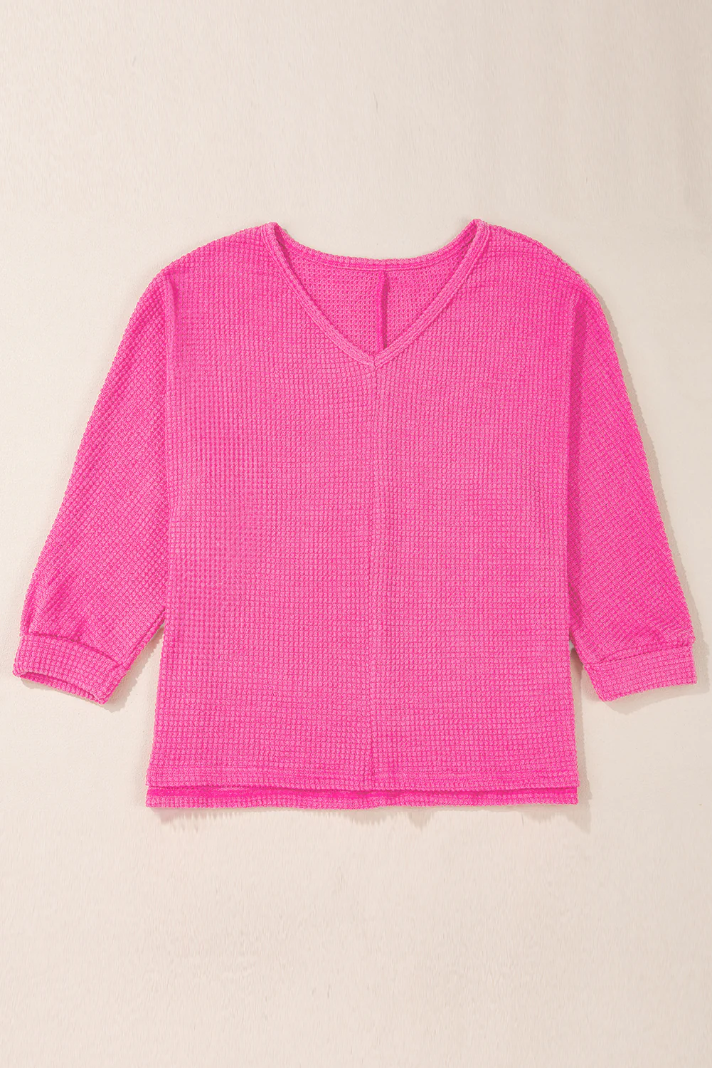 Side Slit V-Neck Long Sleeve Top - Image 5