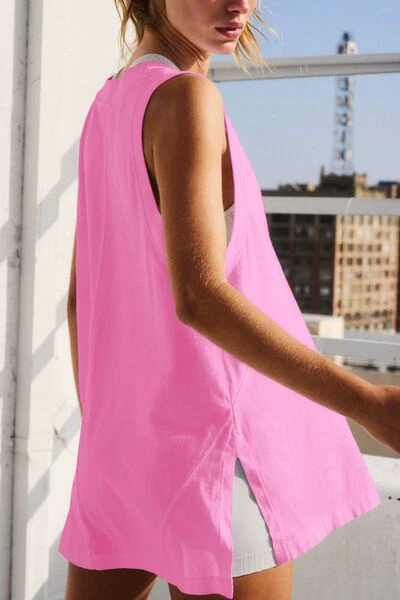 Side Slit V-Neck Tank - Image 22