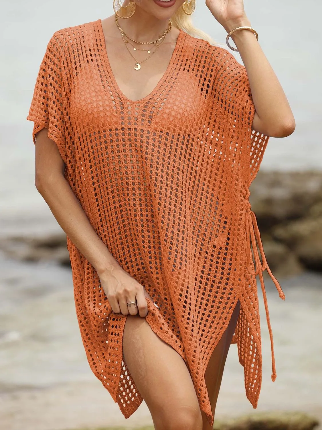 Side Tied V-Neck Cover-Up - Image 25