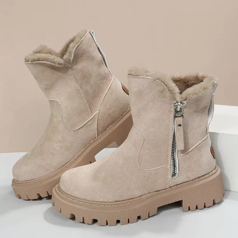 Side Zipper Fuzzy Boots - Image 3