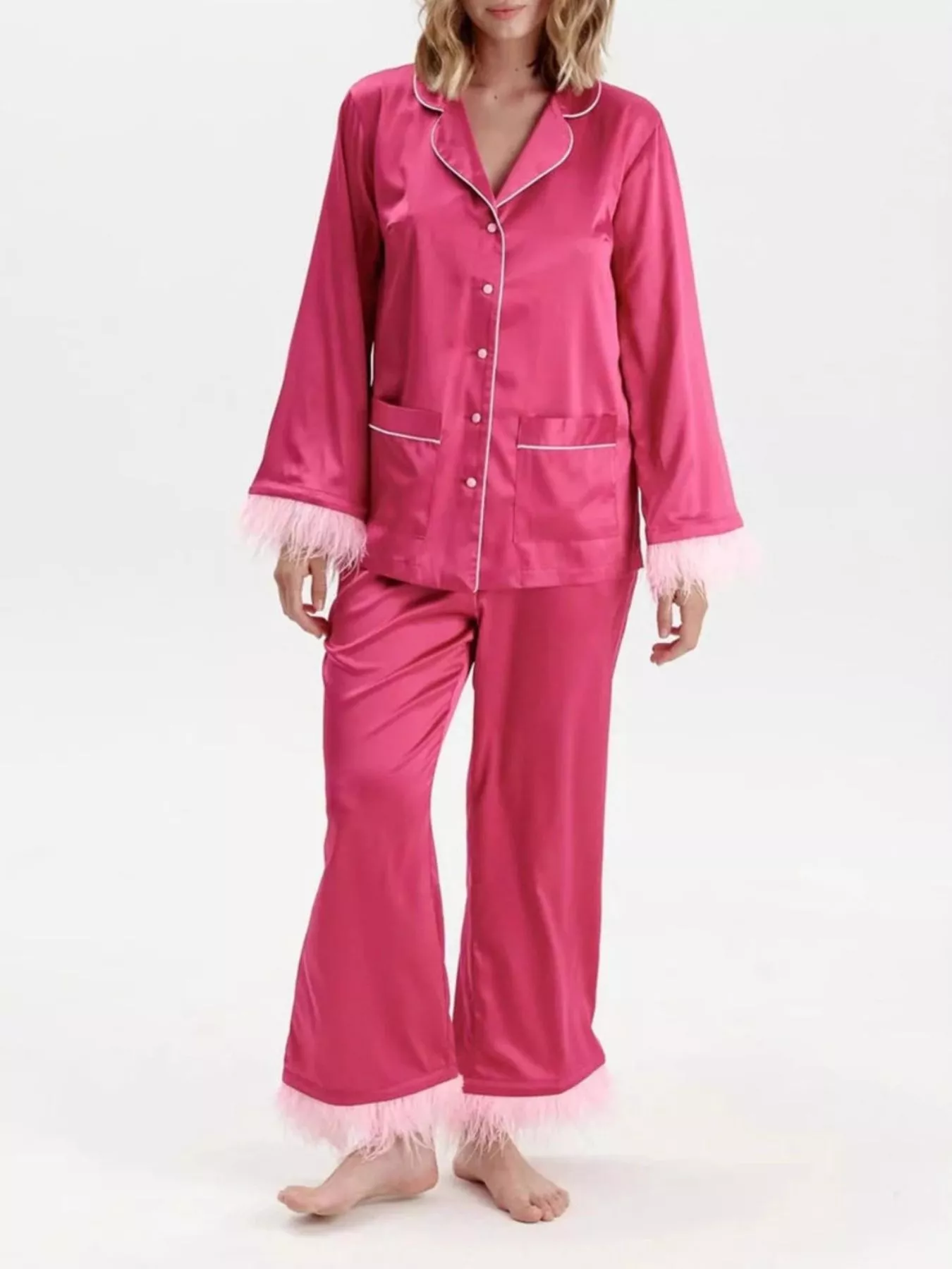 Silky Button Up Top and Pants Lounge Set - Image 10