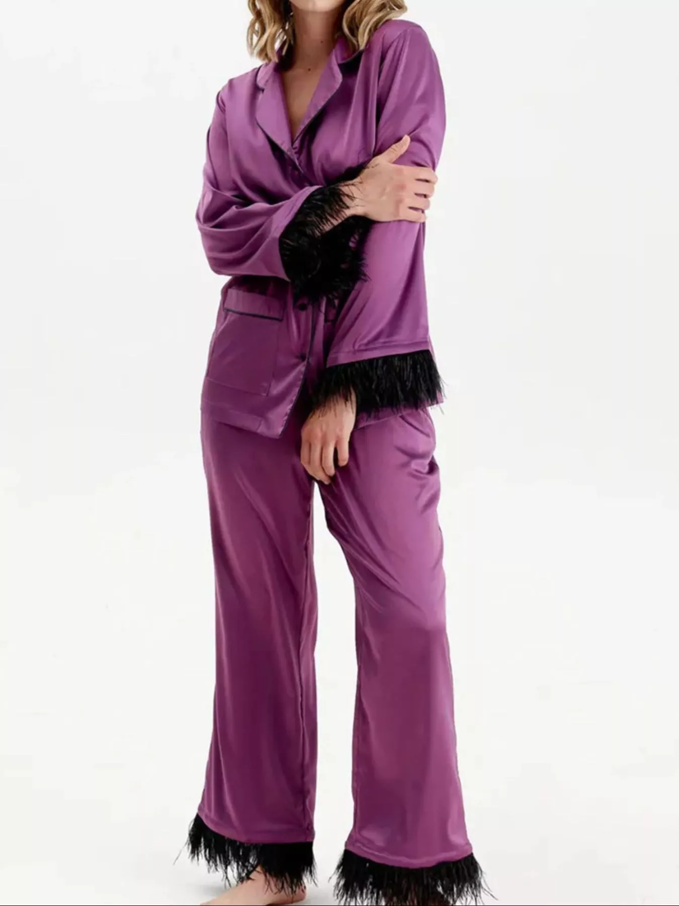 Silky Button Up Top and Pants Lounge Set - Image 13