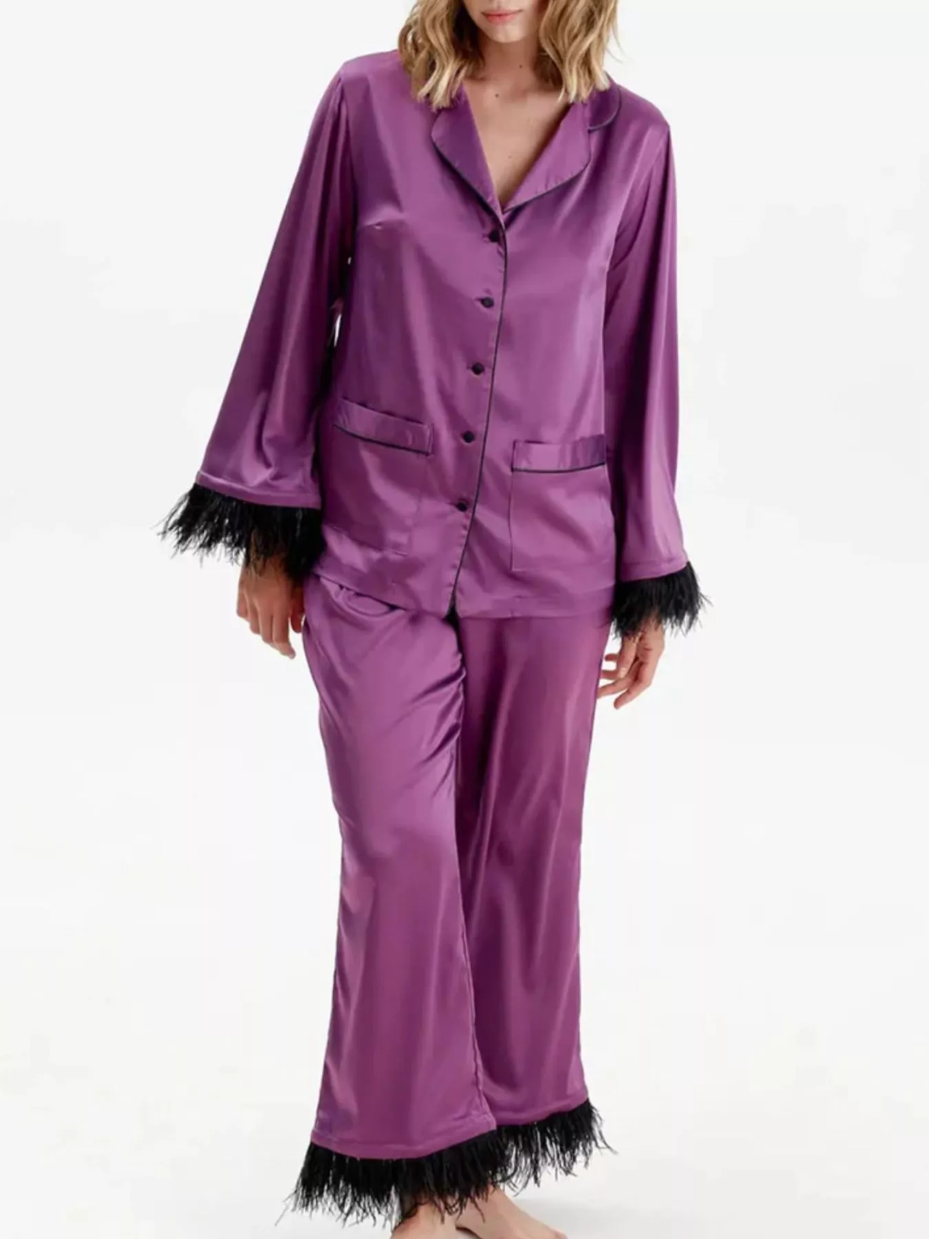 Silky Button Up Top and Pants Lounge Set - Image 14