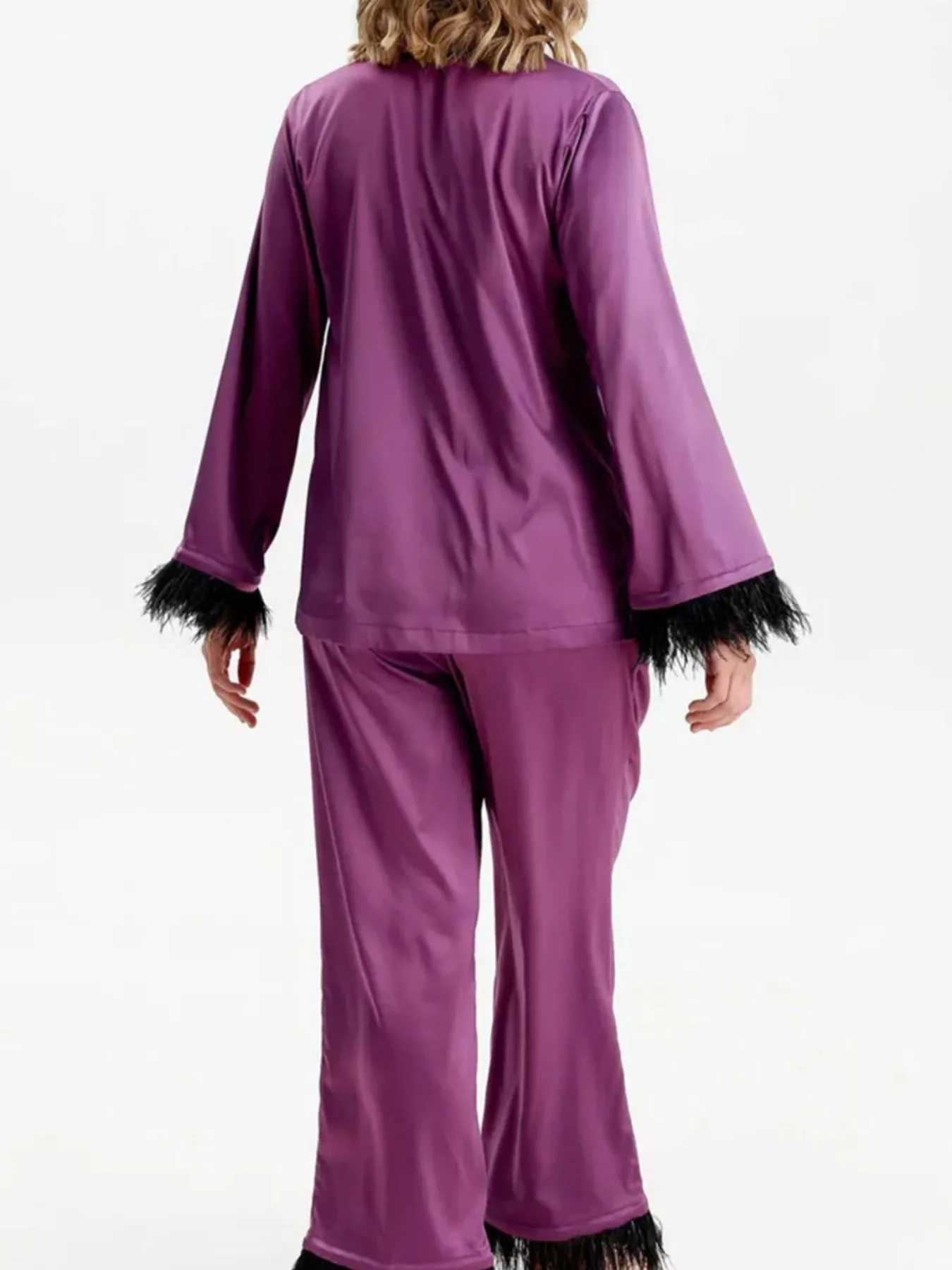 Silky Button Up Top and Pants Lounge Set - Image 17