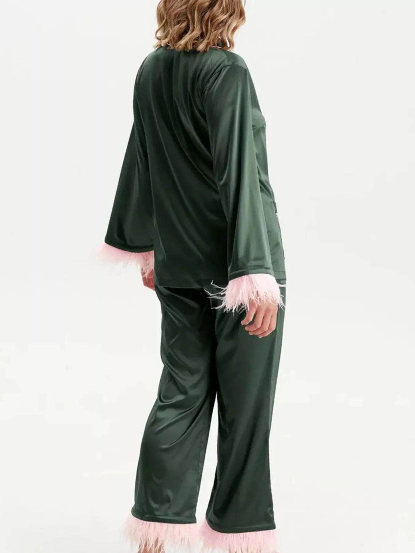 Silky Button Up Top and Pants Lounge Set - Image 21