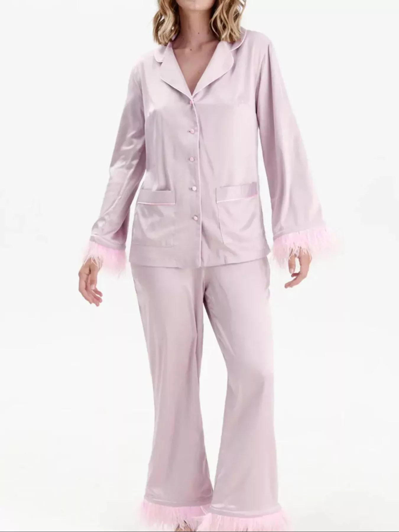 Silky Button Up Top and Pants Lounge Set - Image 4