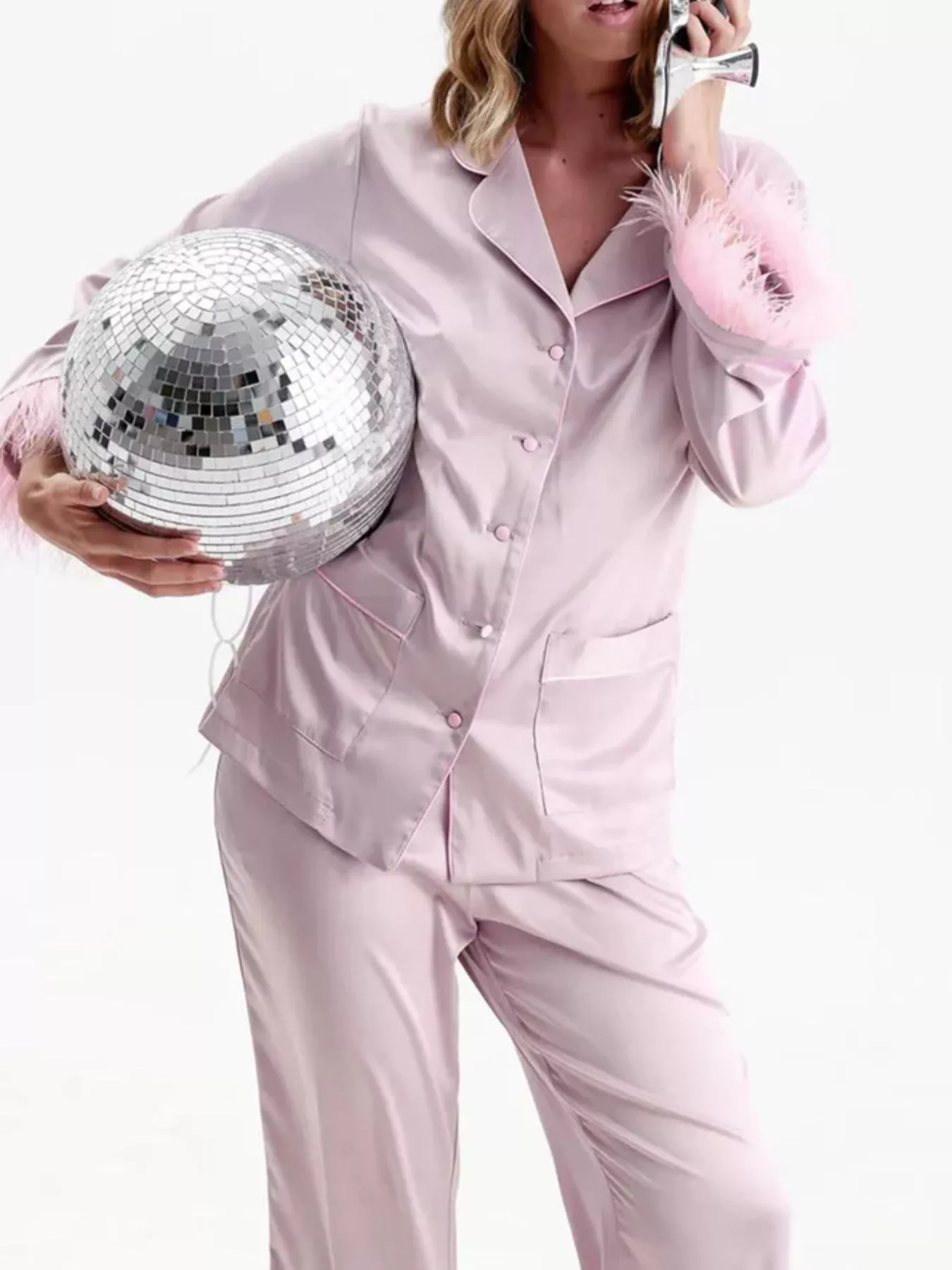 Silky Button Up Top and Pants Lounge Set - Image 6