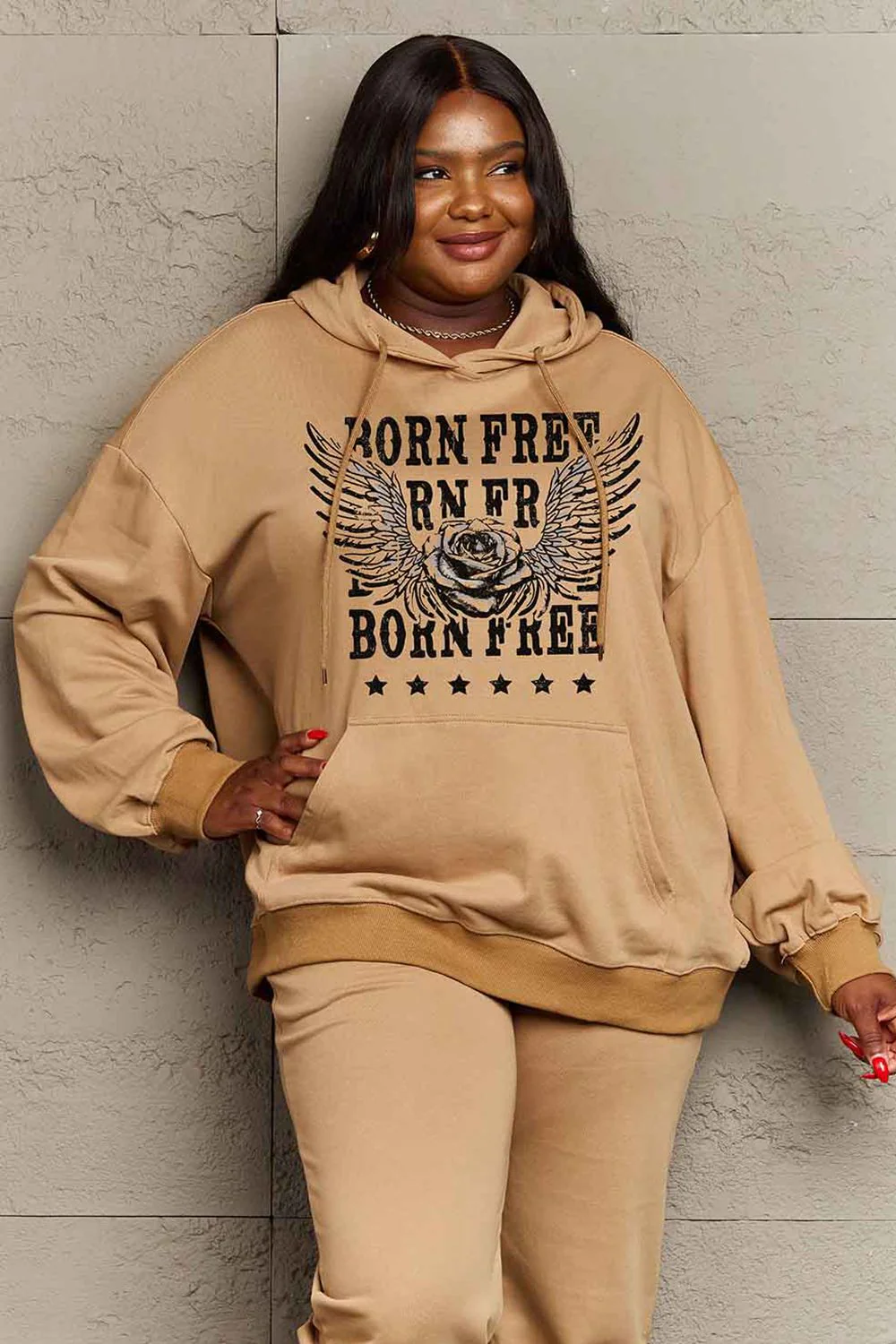Simply Love Simply Love Full Size BORN FREE Graphic Hoodie - Image 3