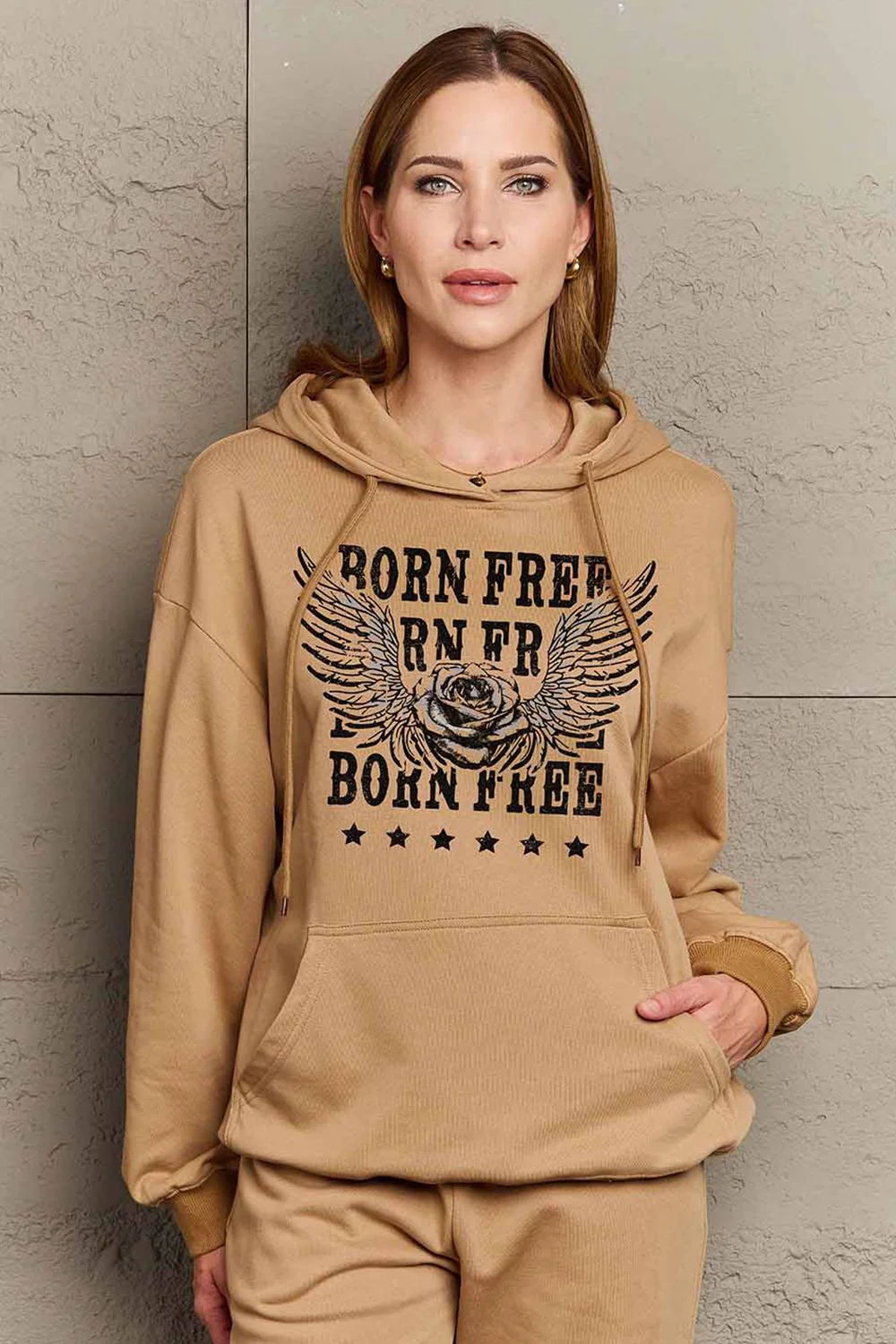 Simply Love Simply Love Full Size BORN FREE Graphic Hoodie - Image 4