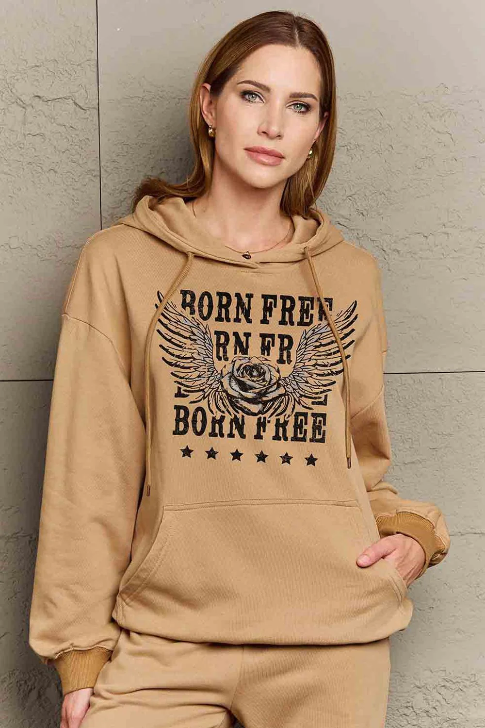 Simply Love Simply Love Full Size BORN FREE Graphic Hoodie - Image 5