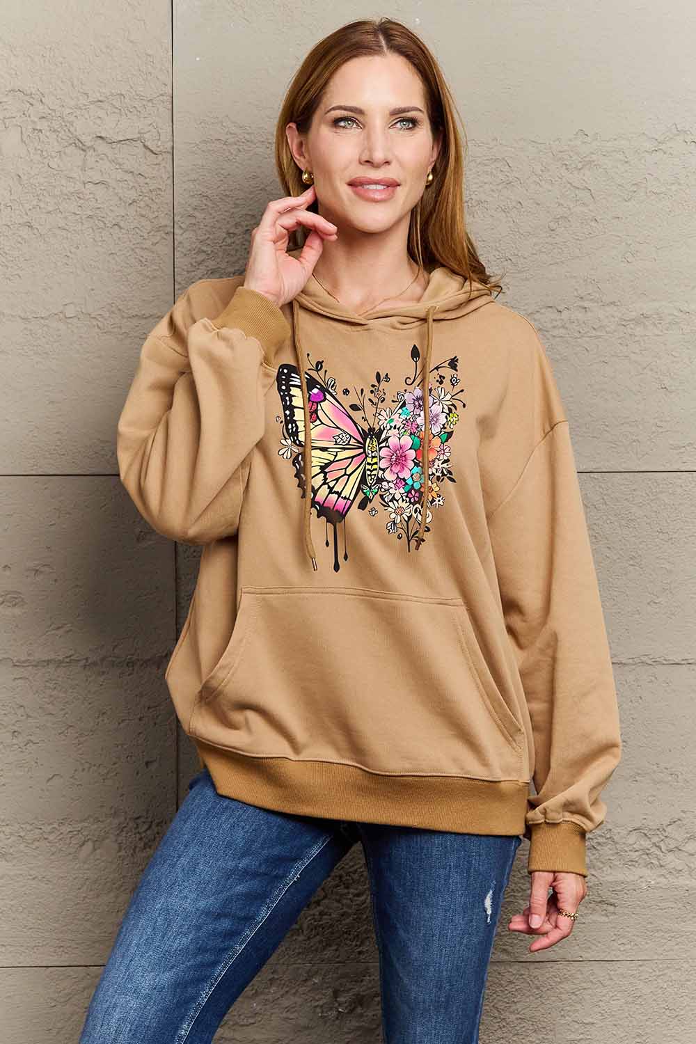 Simply Love Simply Love Full Size Butterfly Graphic Dropped Shoulder Hoodie - Image 3