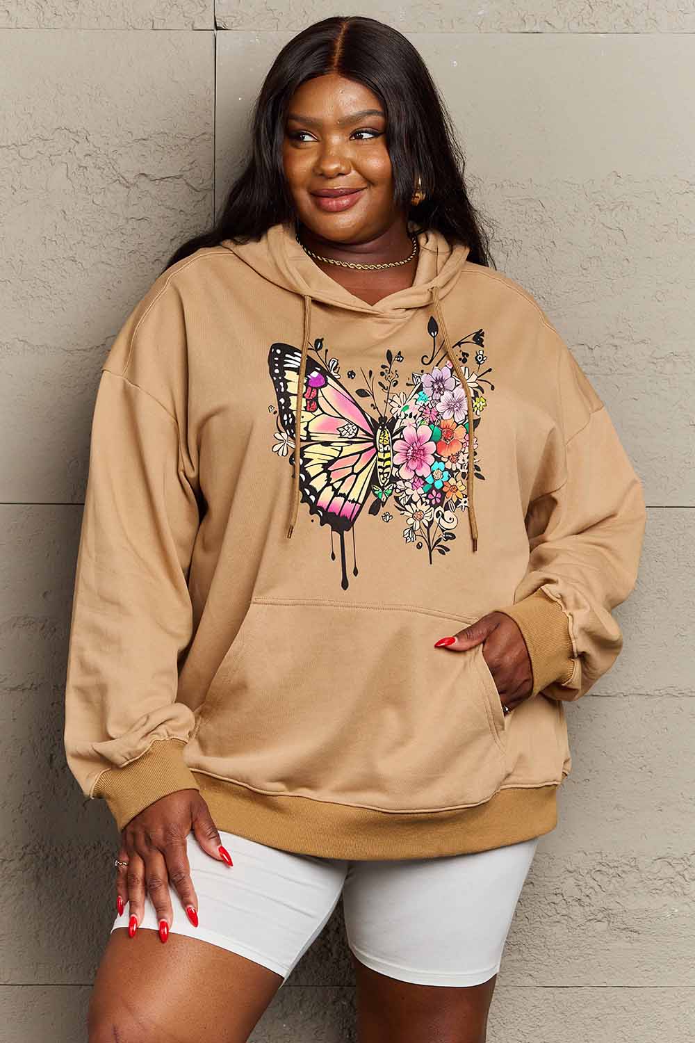 Simply Love Simply Love Full Size Butterfly Graphic Dropped Shoulder Hoodie - Image 4