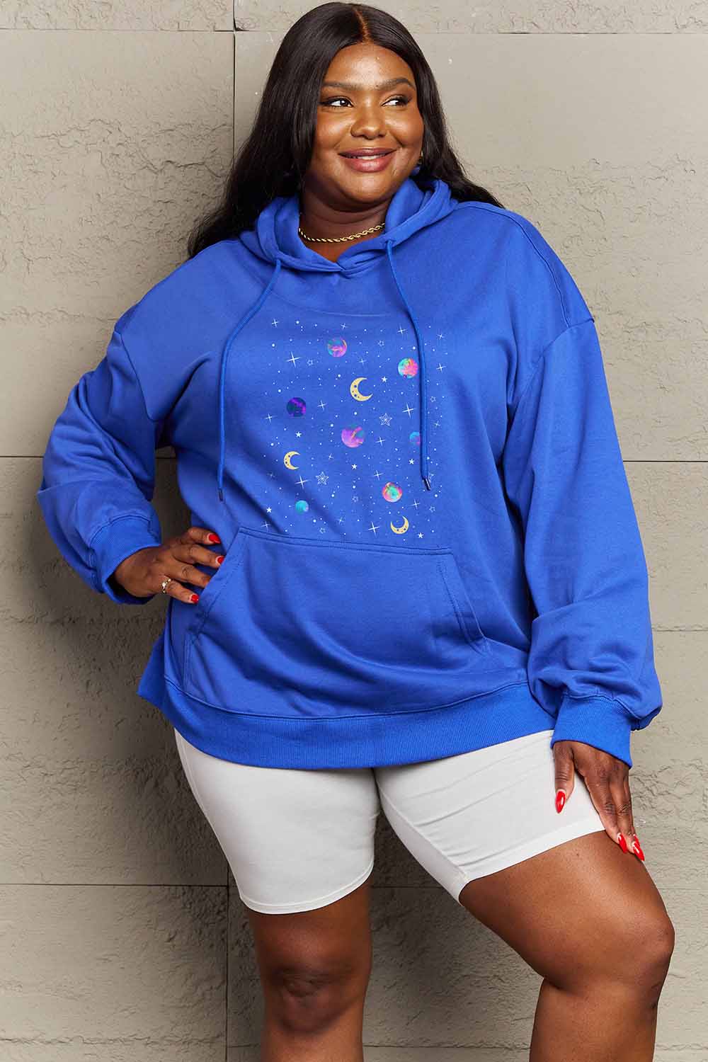 Simply Love Simply Love Full Size Dropped Shoulder Star & Moon Graphic Hoodie - Image 3