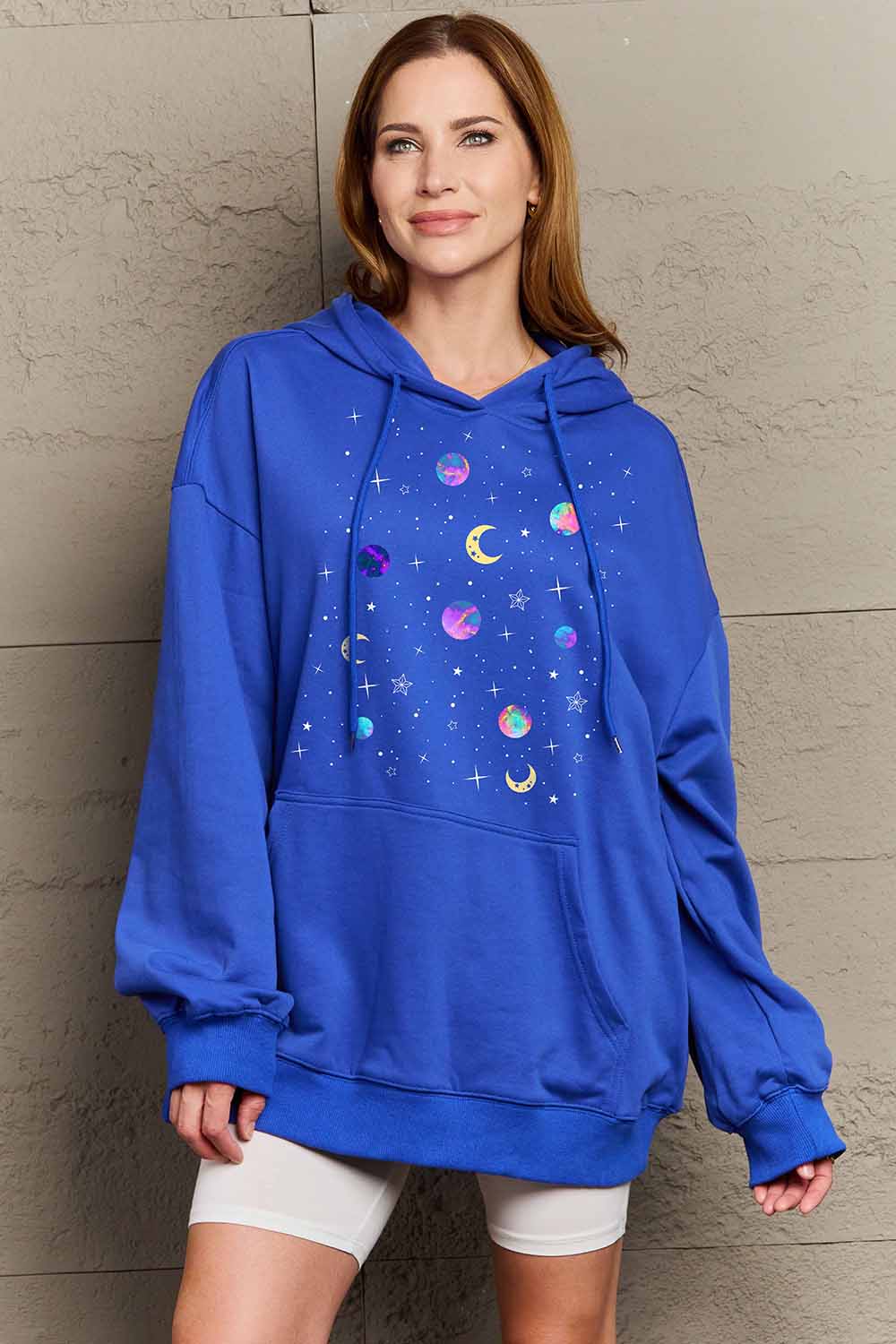 Simply Love Simply Love Full Size Dropped Shoulder Star & Moon Graphic Hoodie - Image 4