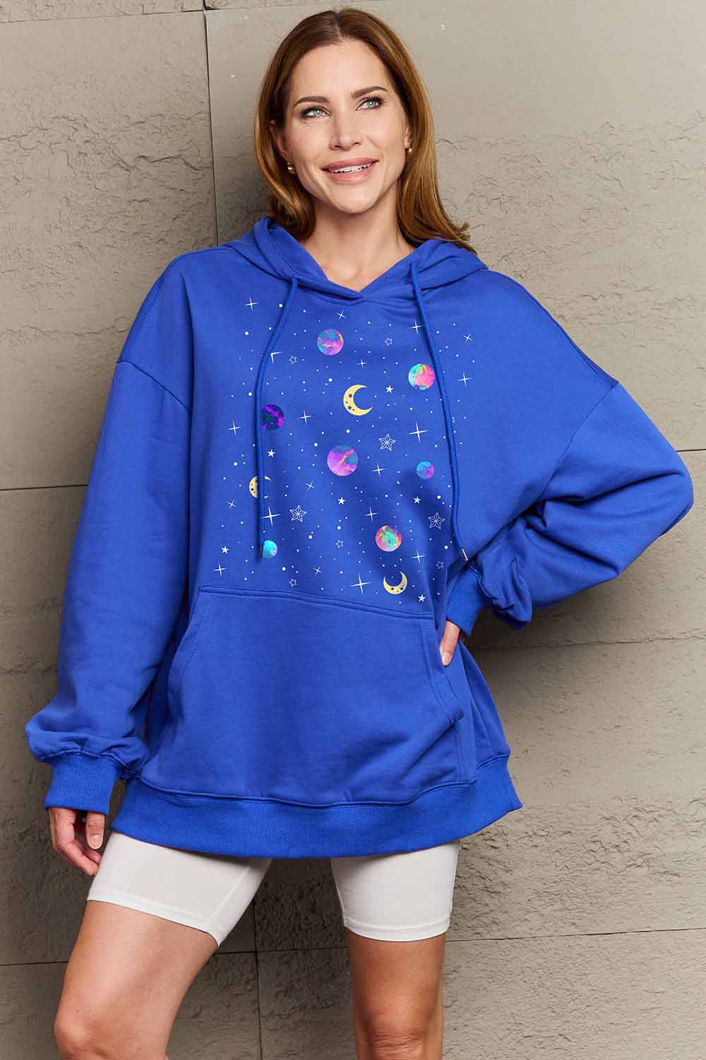 Simply Love Simply Love Full Size Dropped Shoulder Star & Moon Graphic Hoodie - Image 5