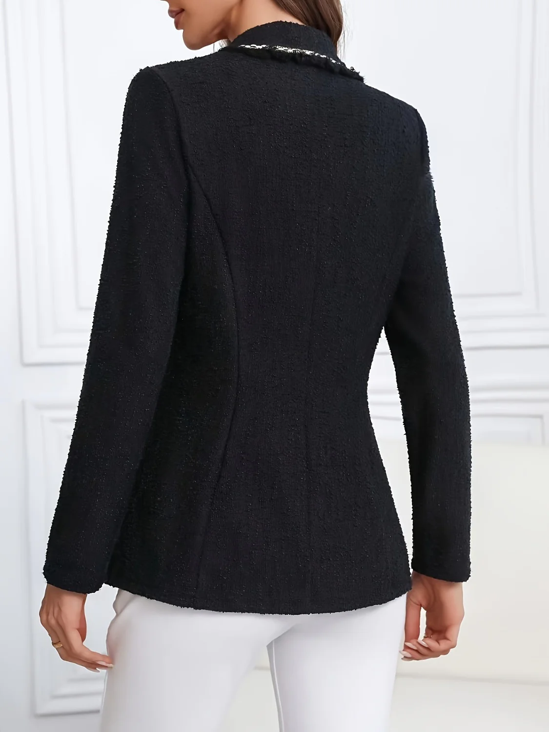 Single-Breasted Lapel Collar Blazer - Image 4