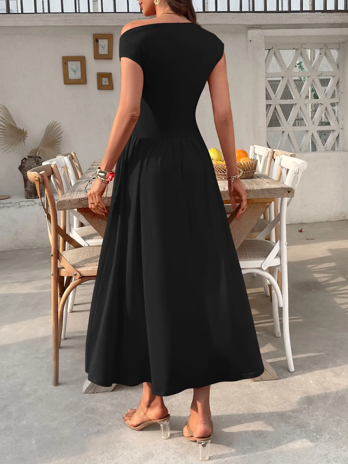 Single Shoulder Dress with Pockets - Image 5