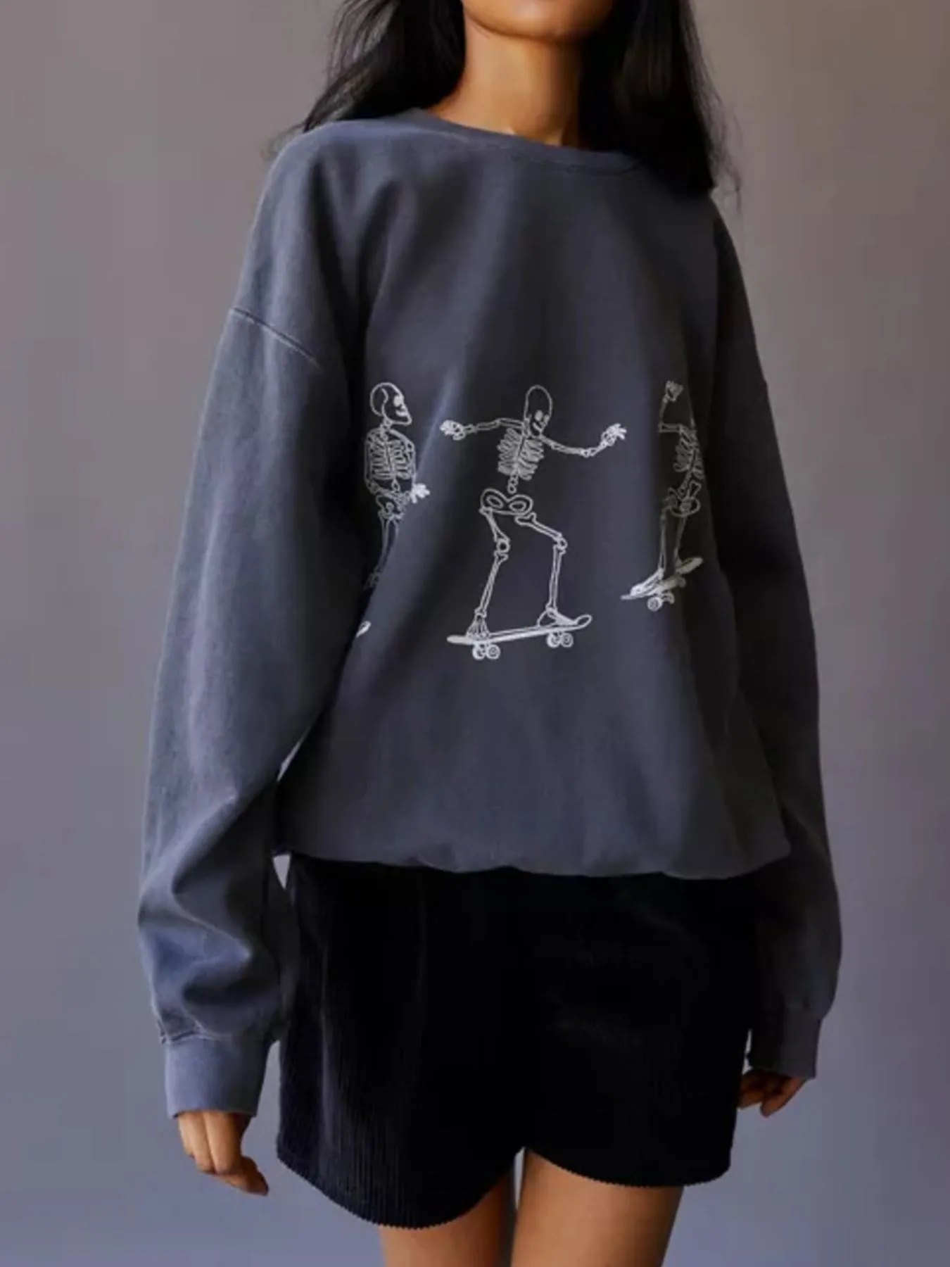 Skeleton Graphic Oversized Sweatshirt - Image 2