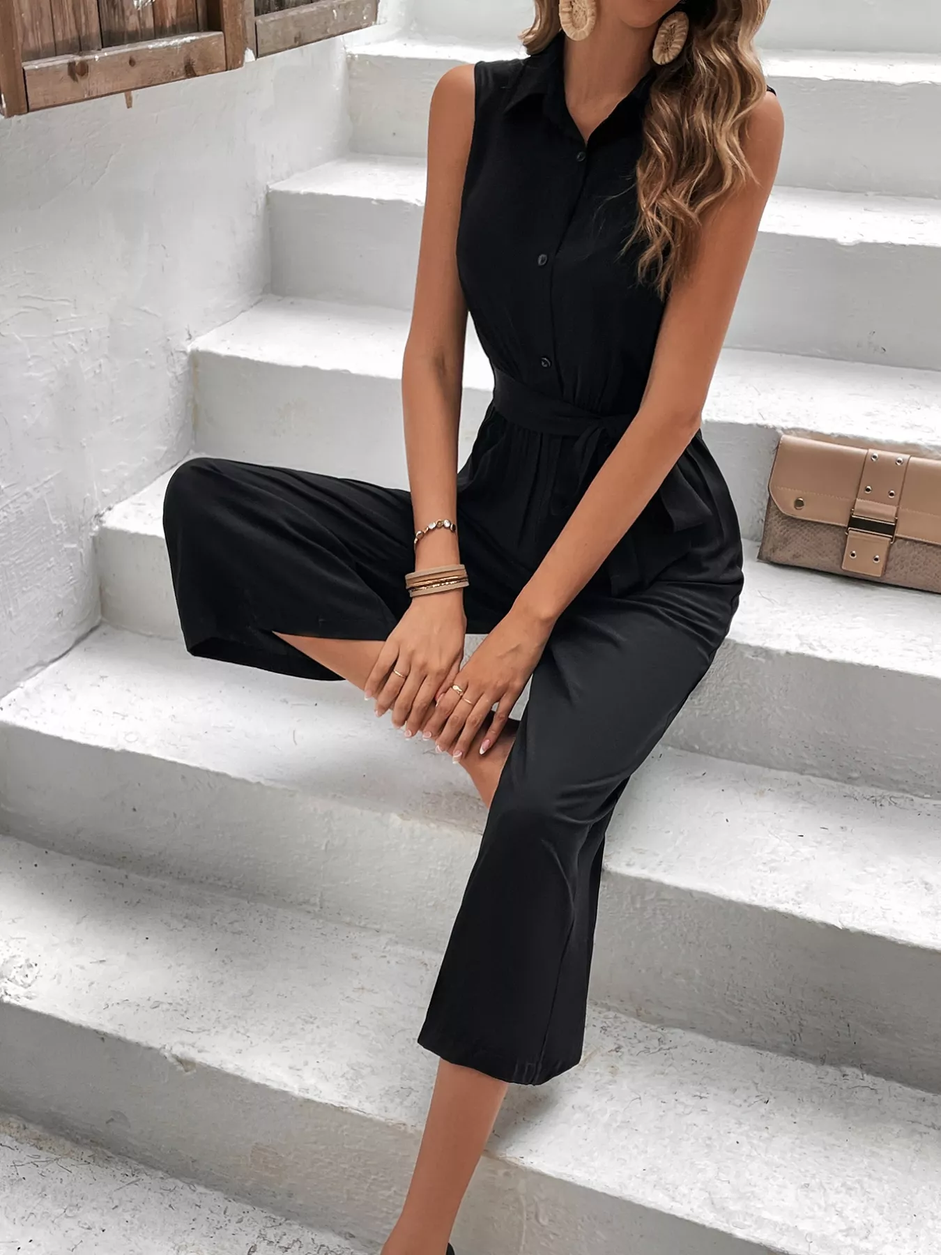 Sleeveless Wide Leg Jumpsuit - Image 2