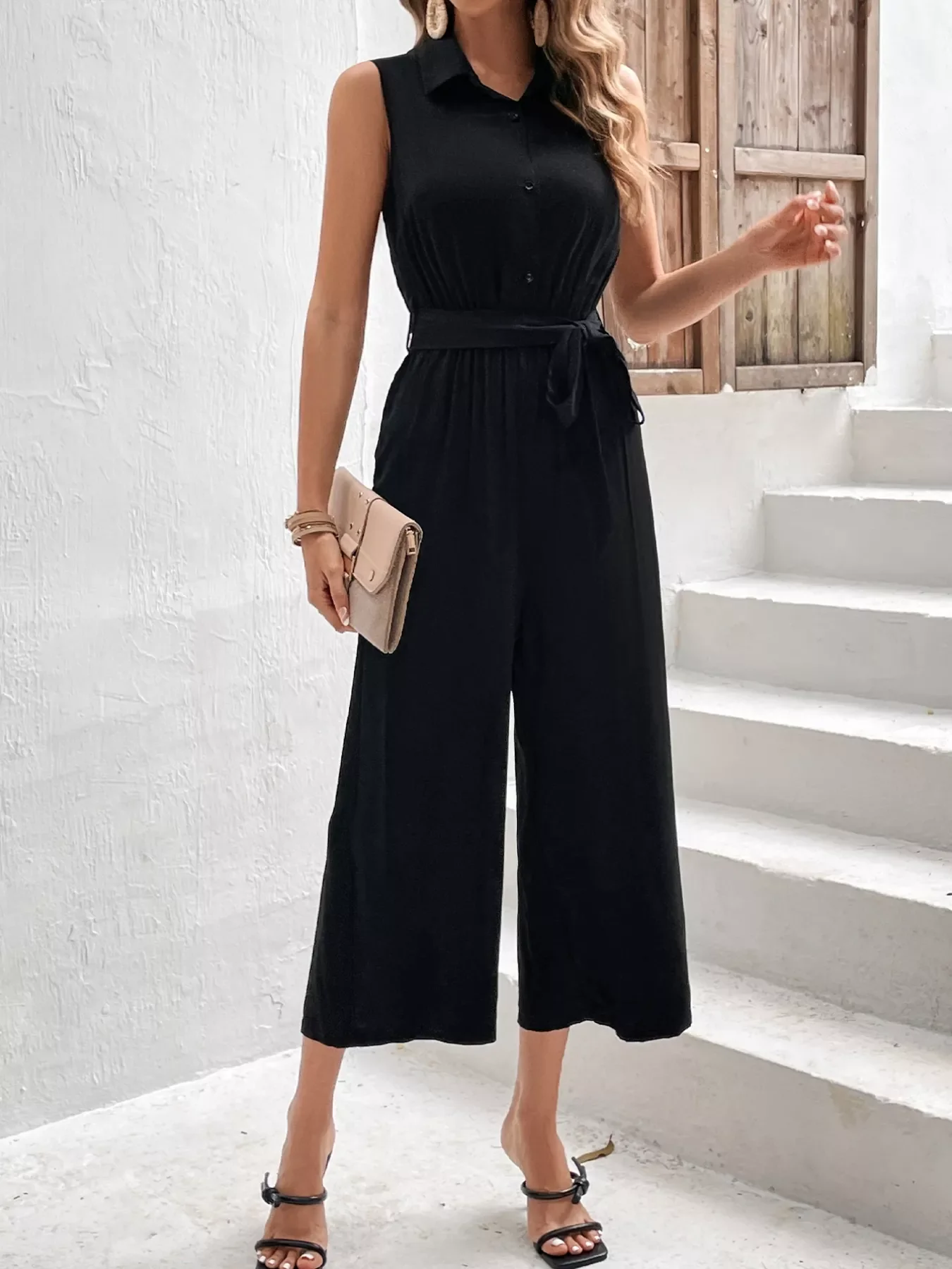 Sleeveless Wide Leg Jumpsuit - Image 4