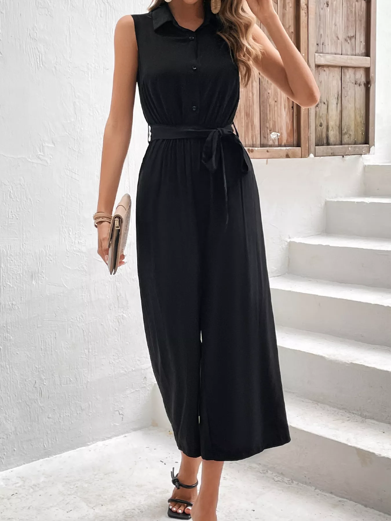 Sleeveless Wide Leg Jumpsuit - Image 6