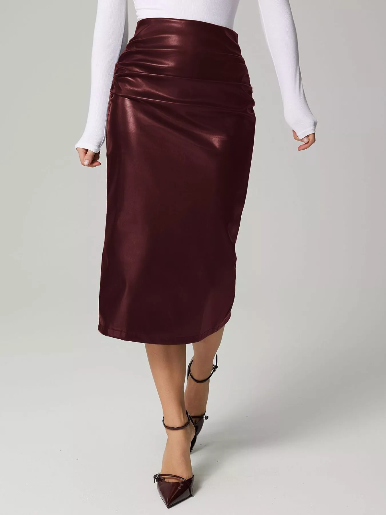 Slit Back Leather Skirt - Image 2